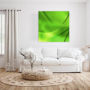Primedeco Glasbild Wandbild Quadratisch Grüne Linien mit Aufhängung, Abstrakt