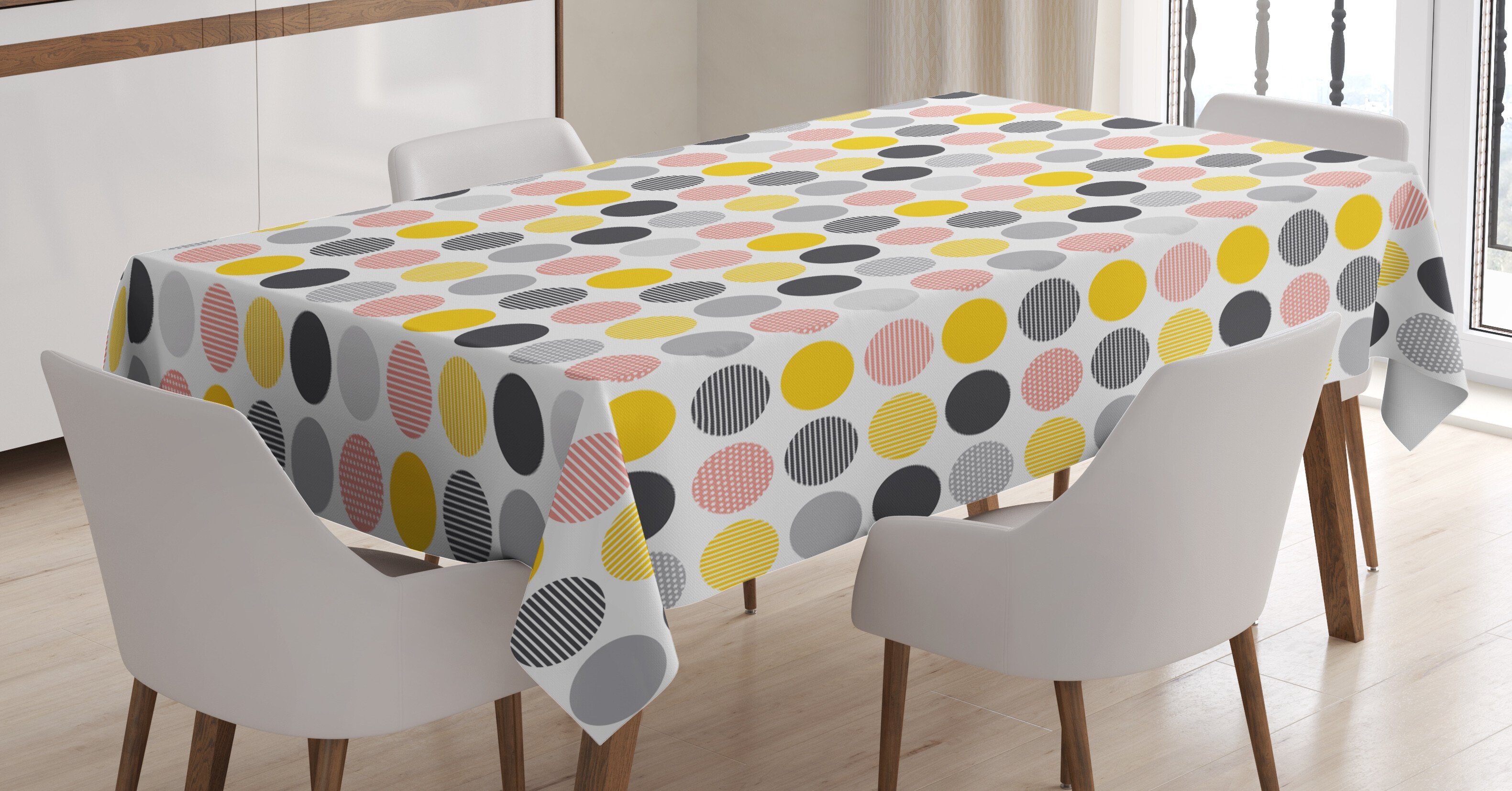 Abakuhaus Tischdecke Farbfest Waschbar Für den Außen Bereich geeignet Klare Farben, Minimalistisch Zusammenfassung Verschiedene Kreise