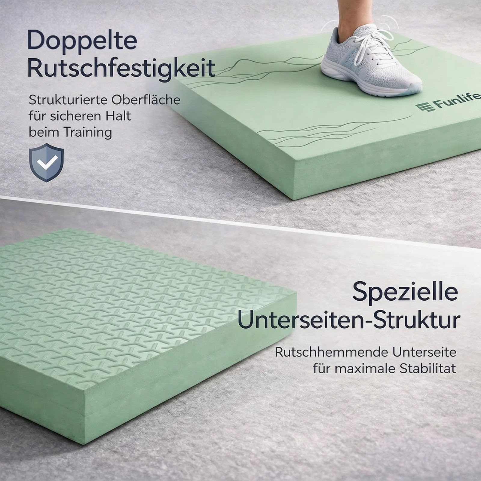 FunLife Balance Pad Design-Edition, (Einzelprodukt, Balance Training), 40 × 40 × 5 cm, EVA-Schaum, beidseitig strukturiert, bis 150 kg
