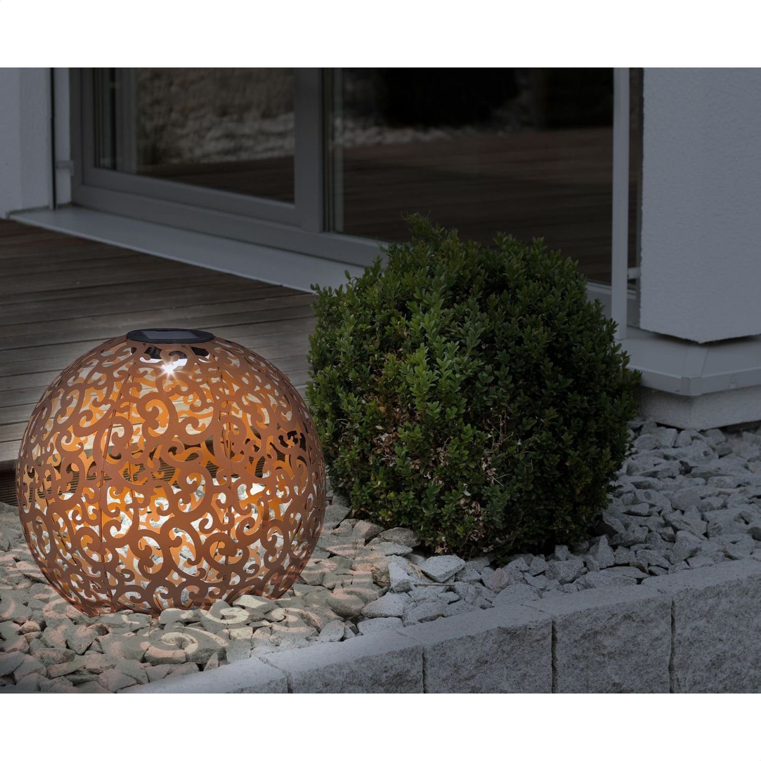 Außen Rost Solarleuchte Kugel Solarleuchte 28 cm Solarlampe Garten LED LED bmf-versand Außenlampe