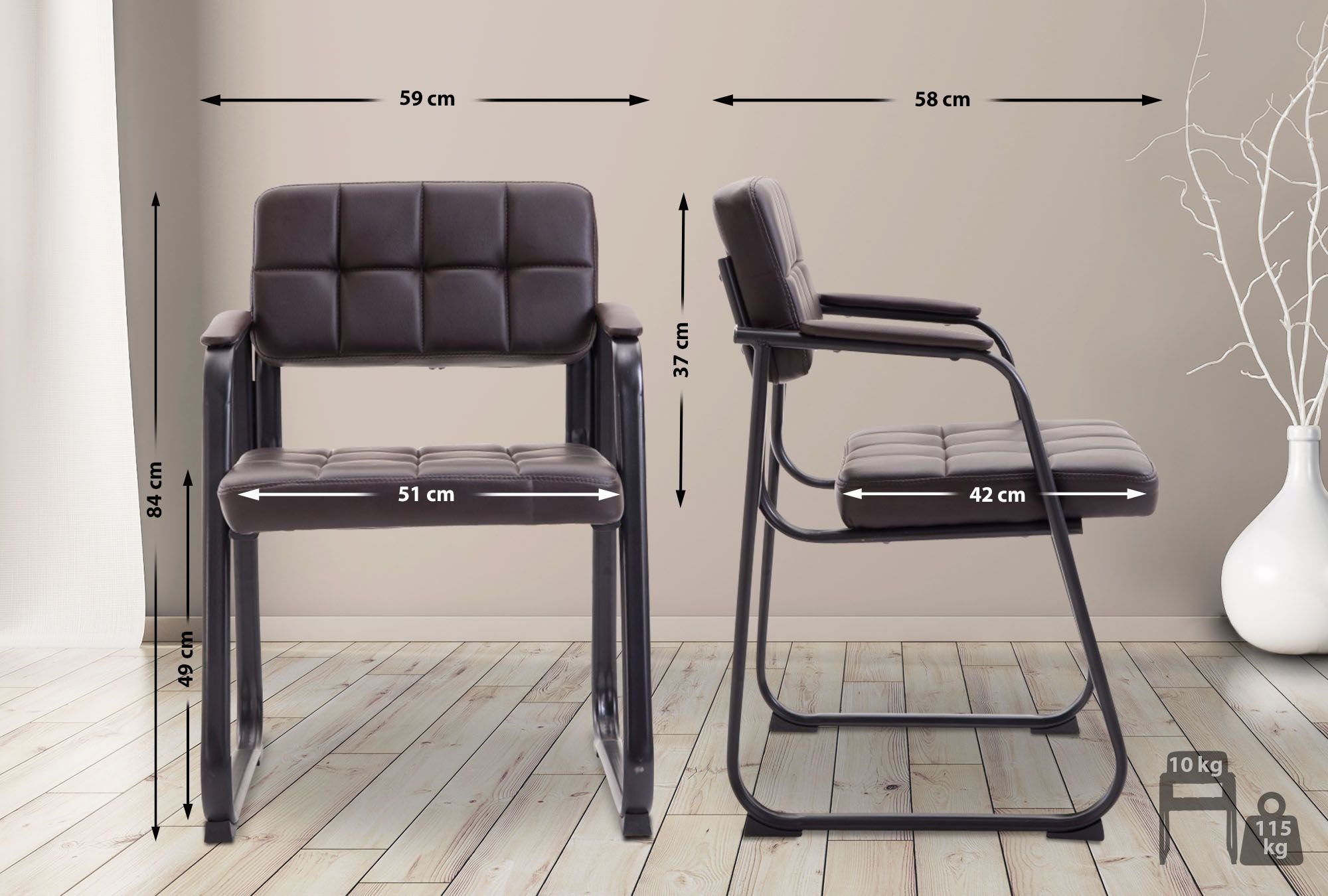 CLP Besucherstuhl Canada, Kunstleder-Bezug, schwarzes Metallgestell günstig online kaufen