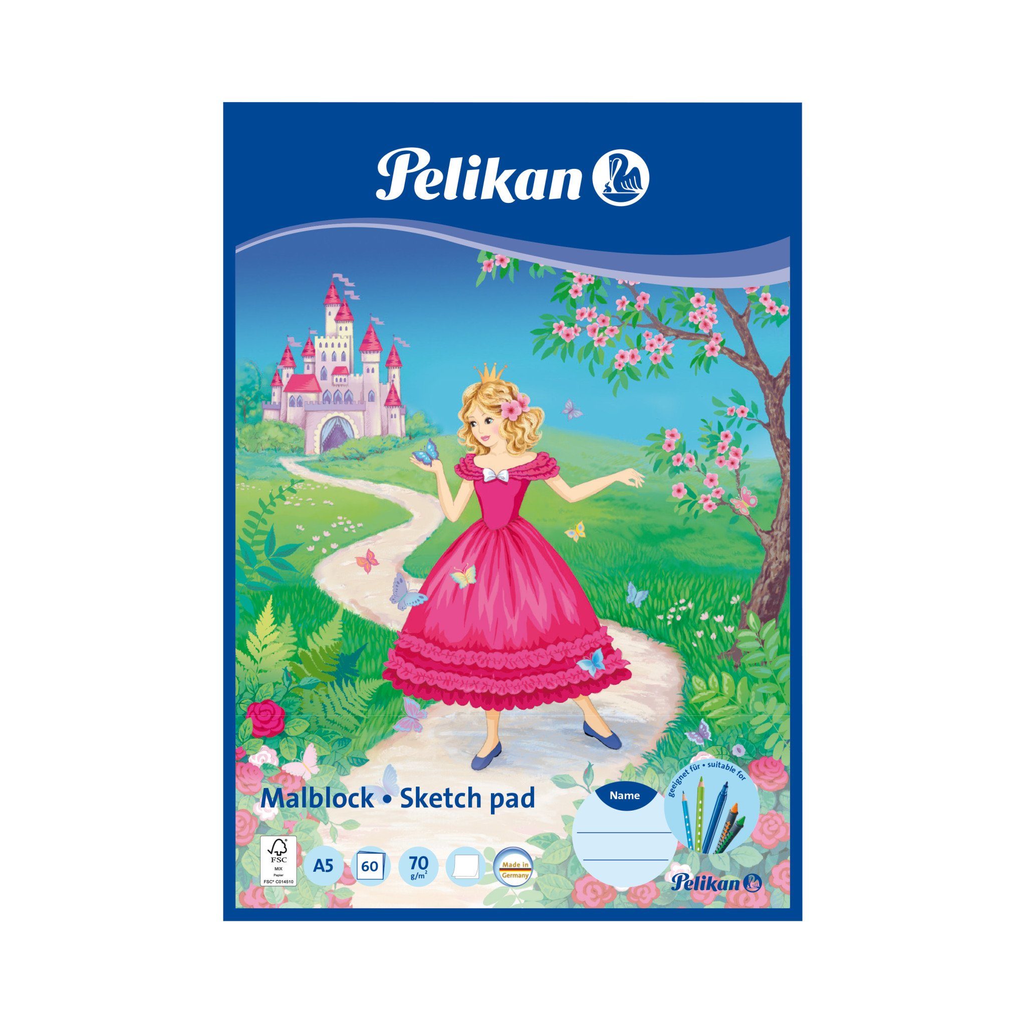 Pelikan Zeichenpapier Pelikan Malblock / Zeichenblock / 60 Blatt / DIN A5 / "Prinzessin"