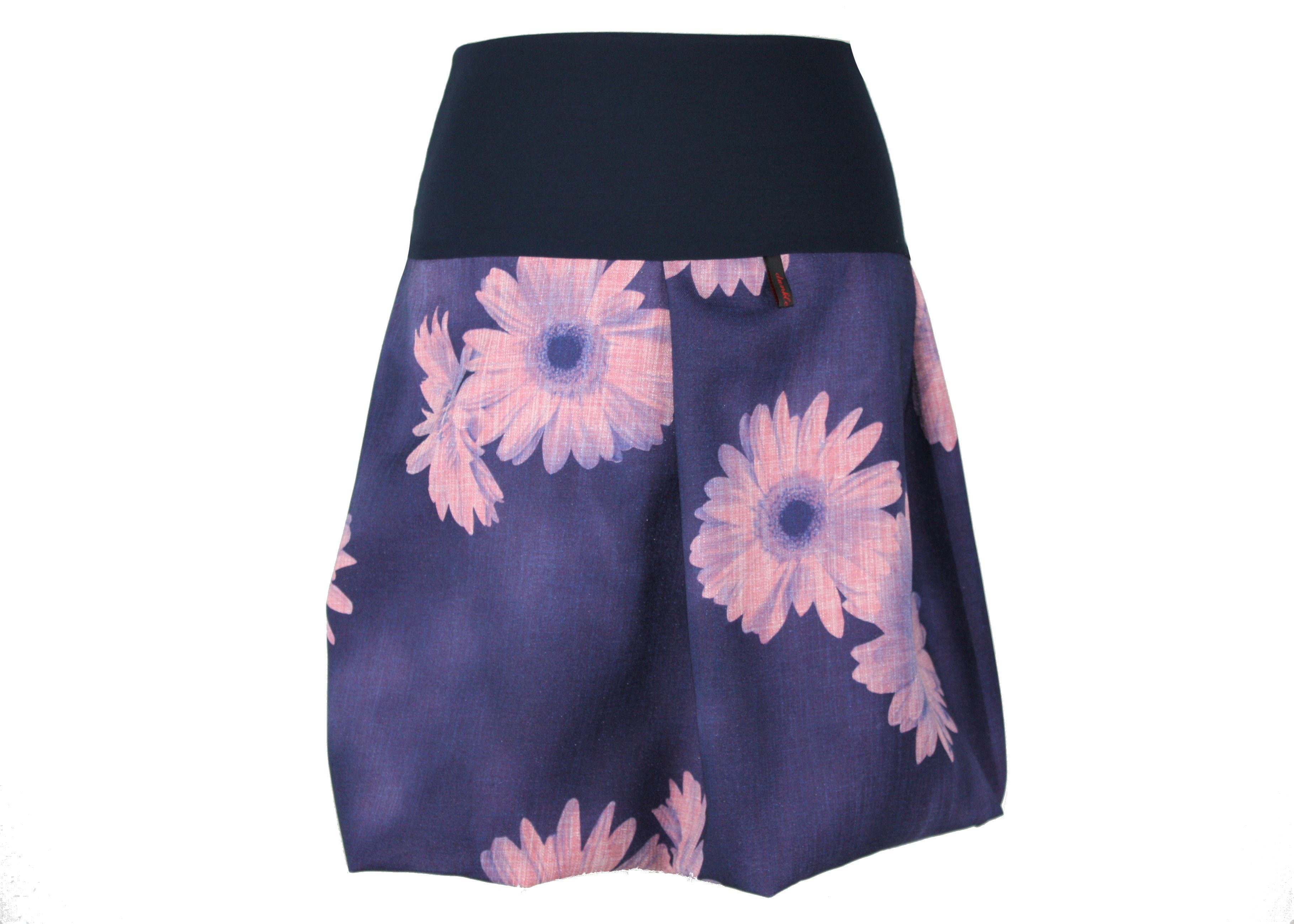 dunkle design A-Linien-Rock Ballonrock 51cm Nadelstreifen Blüten elastischer Bund