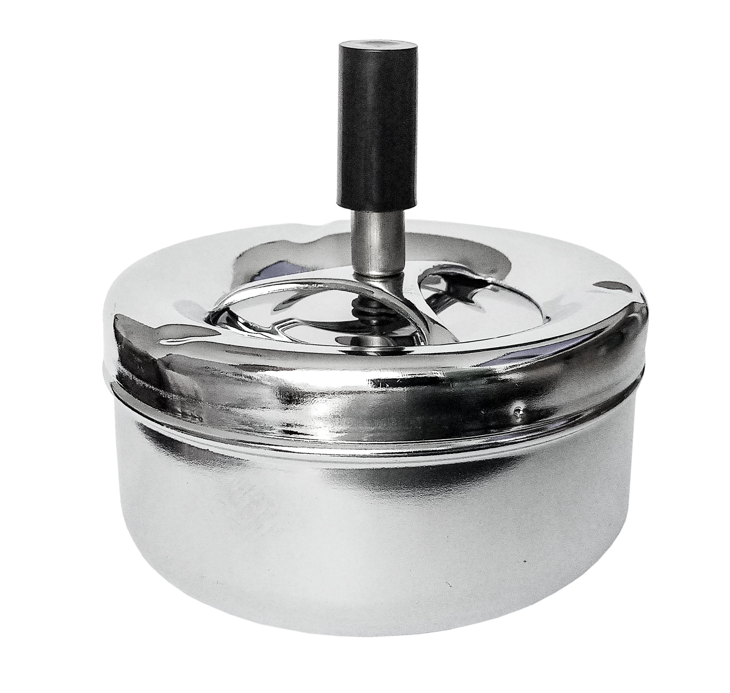 HIT Trading Aschenbecher DREHASCHENBECHER Ø11cm Chrom Aschenbecher Druckaschenbecher 79, Windaschenbecher Dreh Ascher