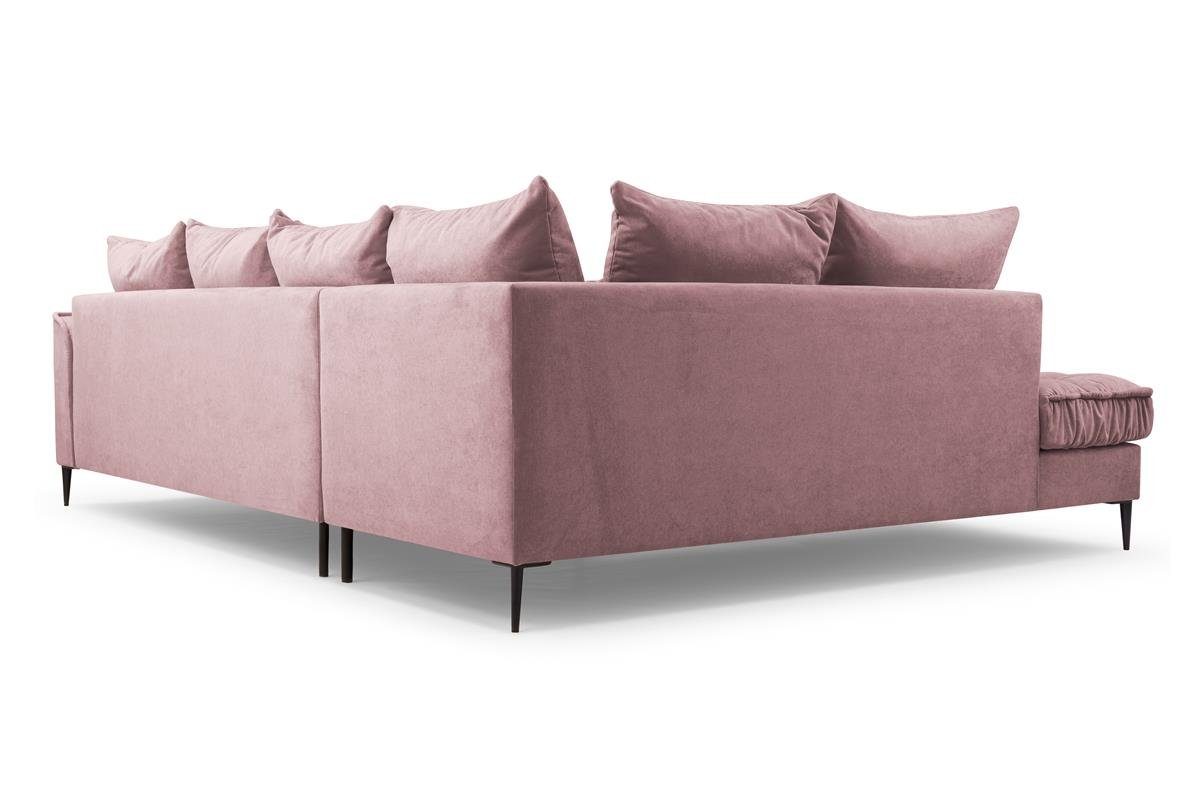 Design Polsterecke modernes im Rosa Beautysofa L-Form inklusive (soro Rückenlehne, Wellenfedern, Polsterecke mit Wohnzimmersofa gepolsterter Loungemöbel, ELEN, stillvoles 61)