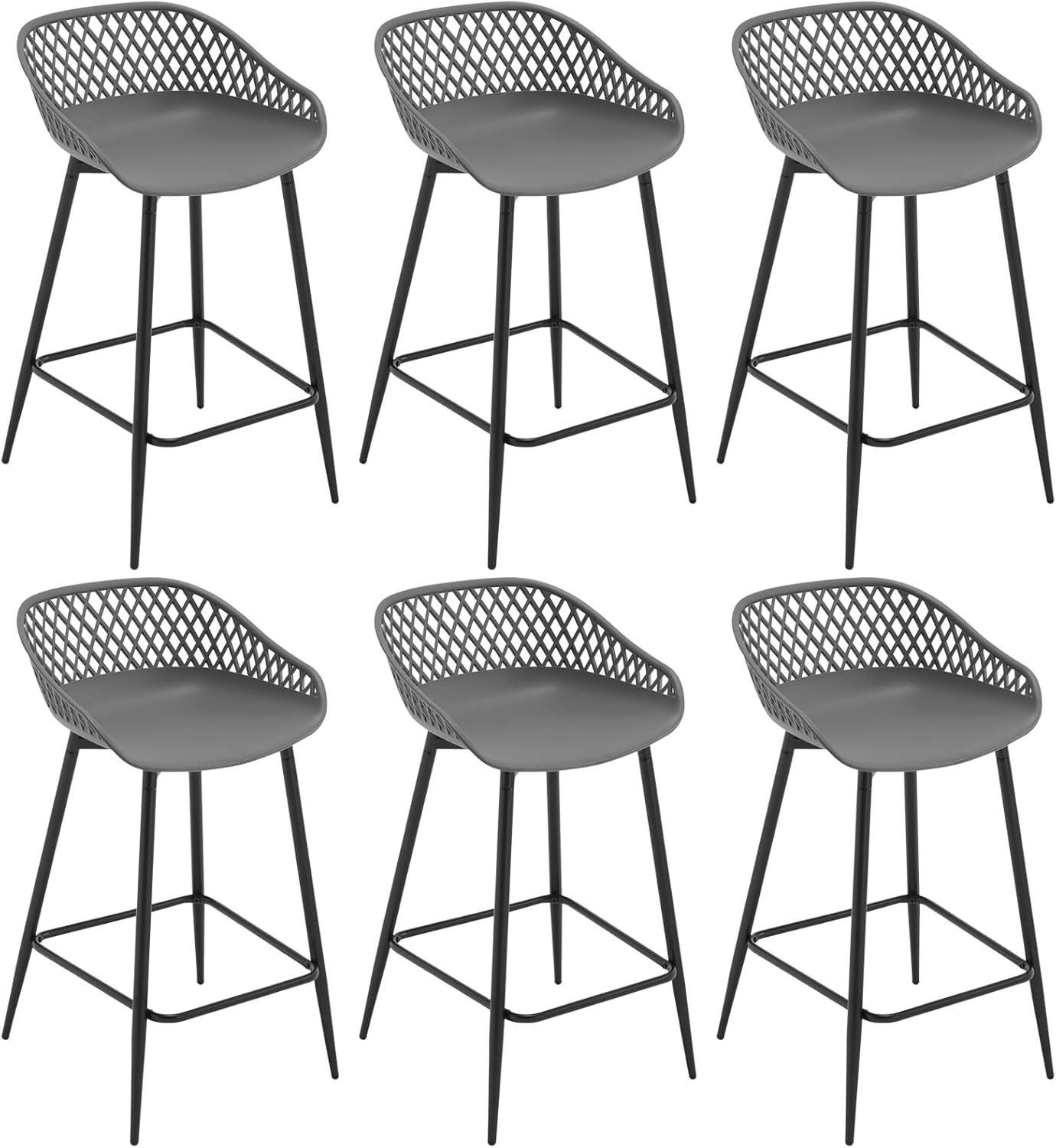 Woltu Высокие табуреты (6 St), mit Metallbeinen, aus PP-Kunststoff, Outdoor Bar Terrasse