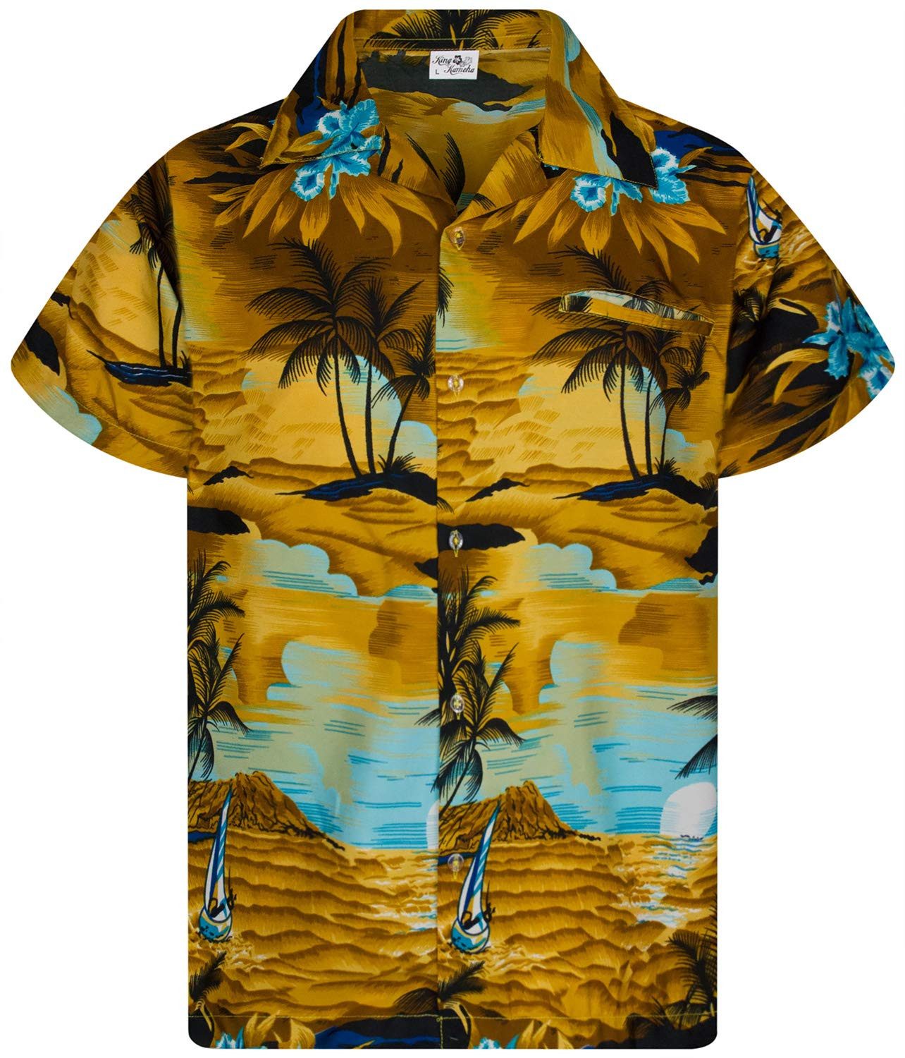 King Kameha Hawaiihemd Surf Kids Funky Hawaii-Hemd Kinder Kurzarm Front-Tasche Unisex