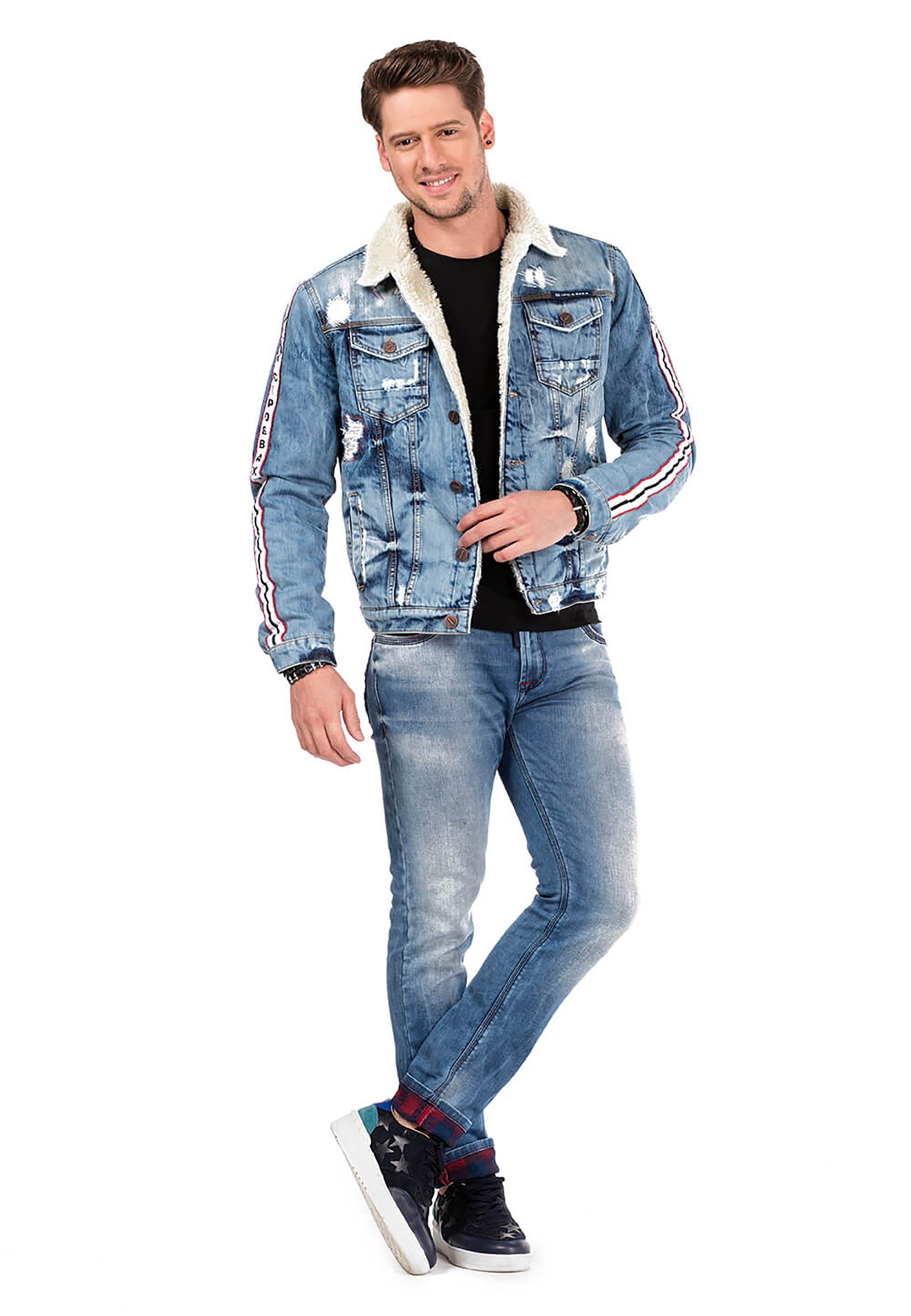 Cipo & Baxx Used Slim-fit-Jeans blau im Look
