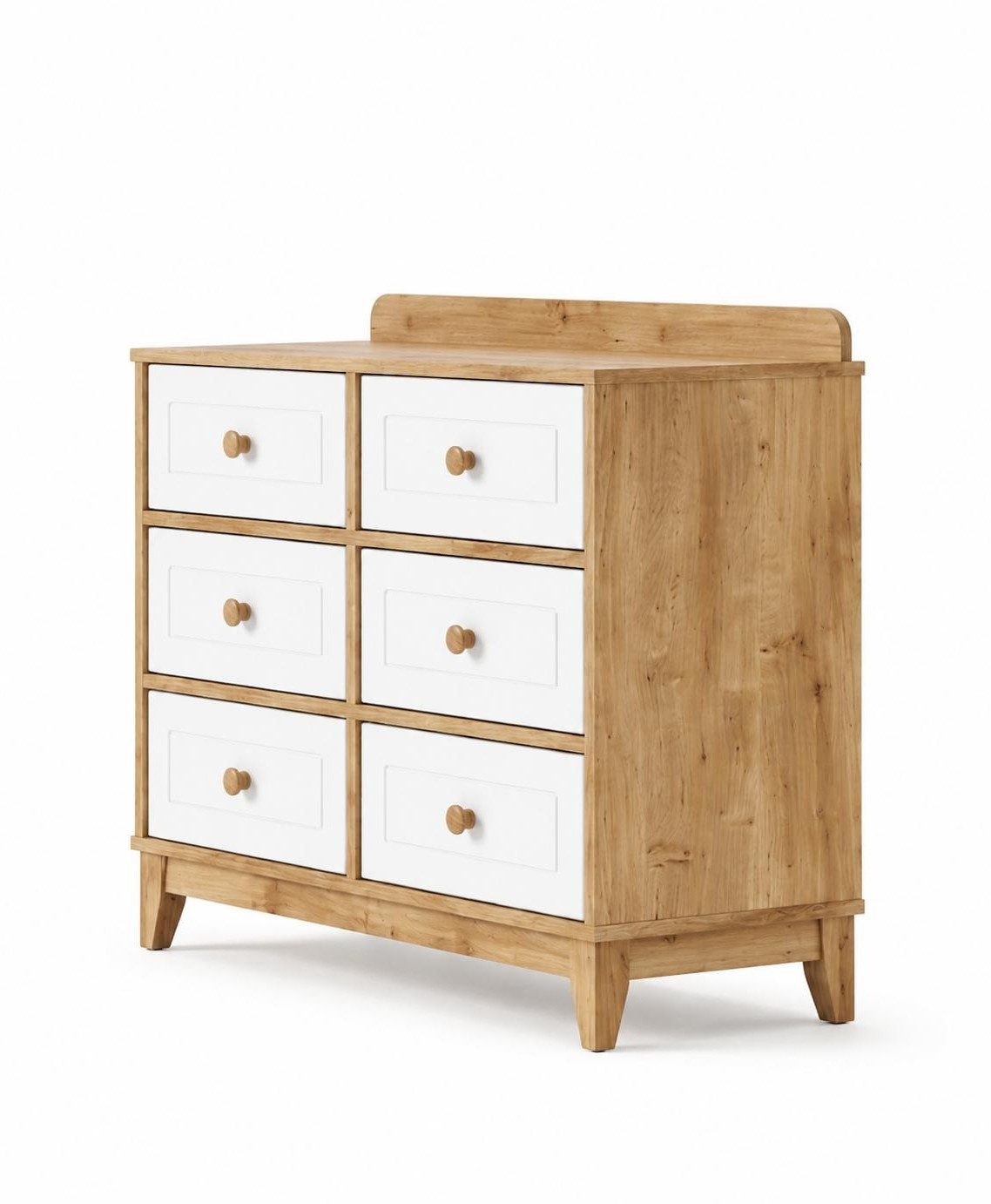 Xlmoebel Schubkastenkommode Beige Holzkommode mit 6 Schubladen für das Kinderzimmer, Made in Europa