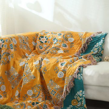 Wohndecke Tagesdecke, TV-Decke Sofa-Bettdecke Schlafzimmer Gelb 150 x 200 cm, FELIXLEO