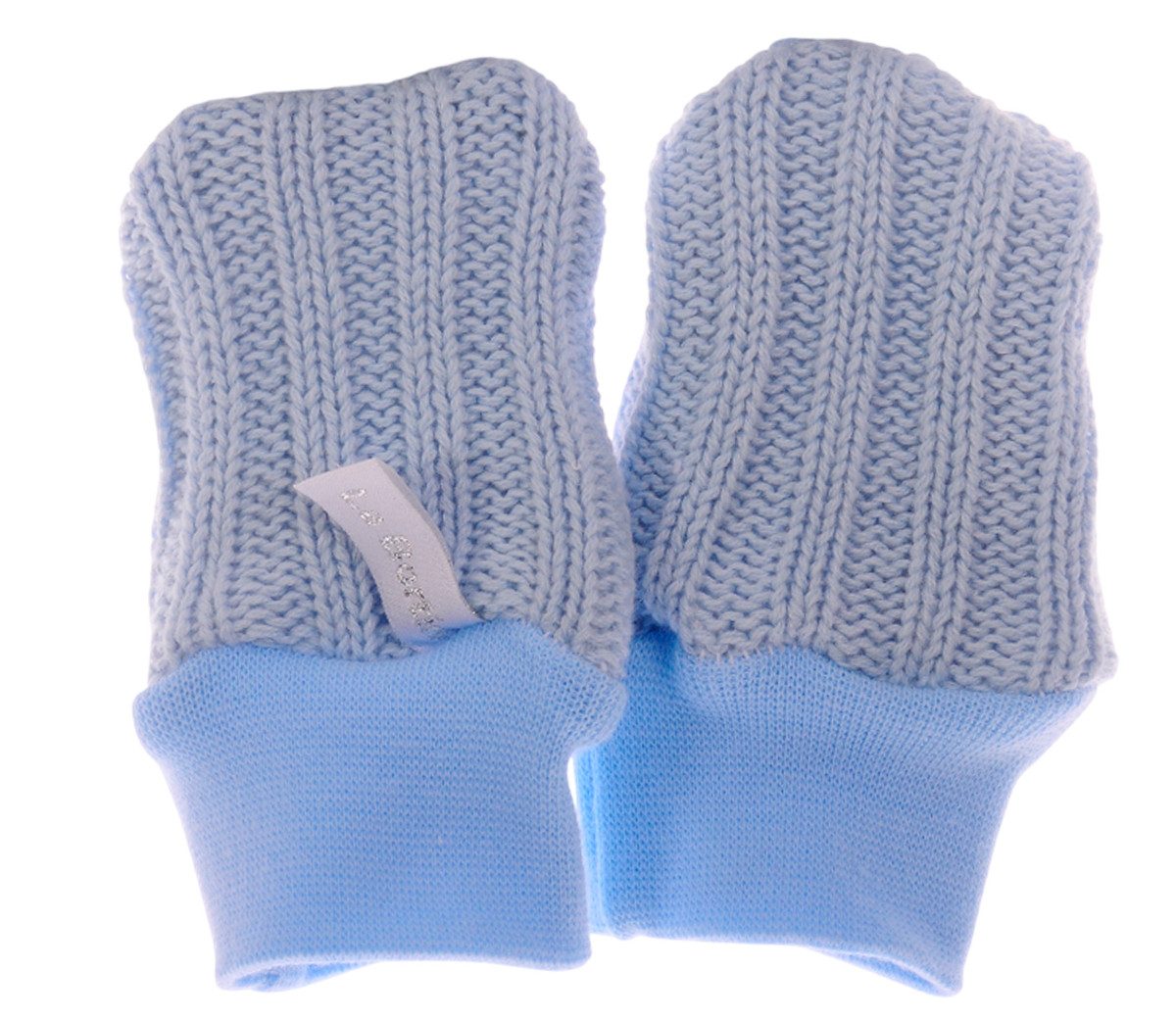 La Bortini Fäustlinge Baby Handschuhe Strickhandschuhe in Blau für Neugeborene 0-3Mon, doppellagig, aus Baumwolle, gefuttert