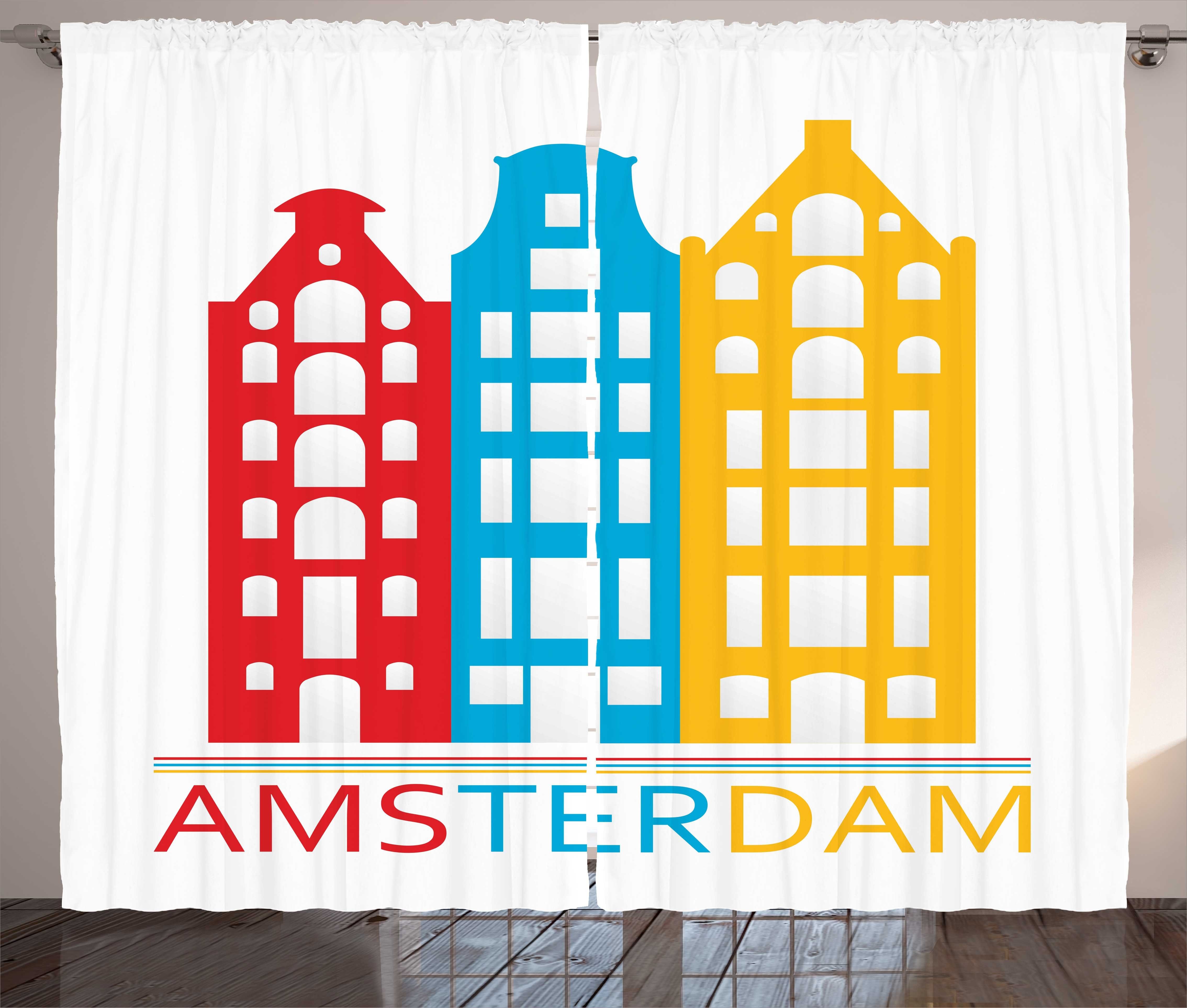 Gardine Schlafzimmer Kräuselband Vorhang mit Schlaufen und Haken, Abakuhaus, Amsterdam Amsterdam Wording Häuser