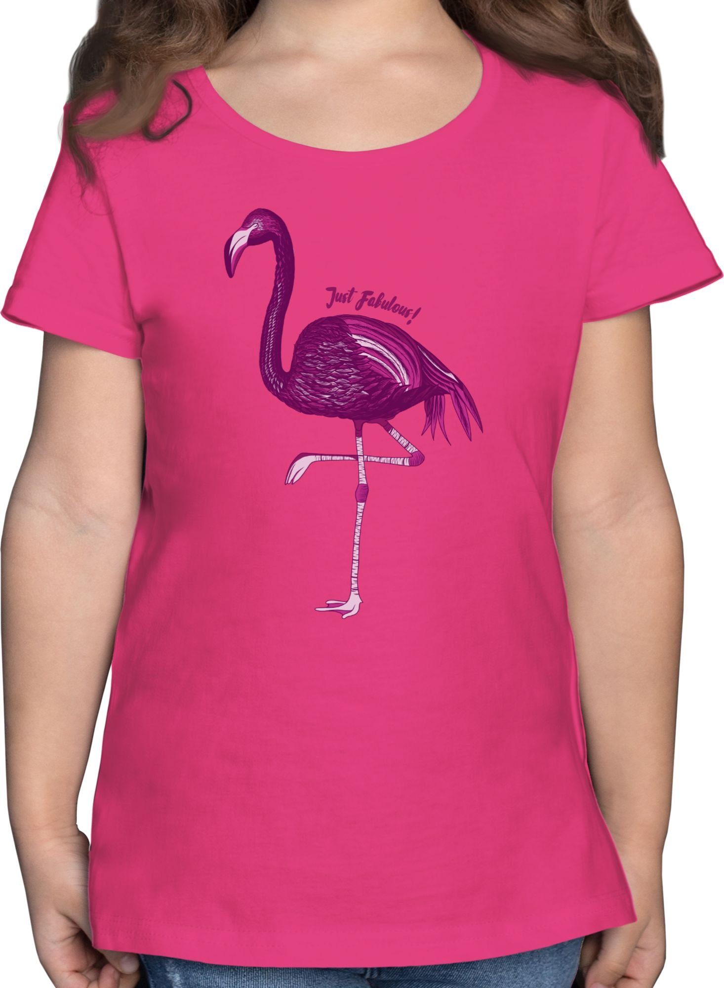 Shirtracer T-Shirt Flamingo - Just Fabulous Tiermotiv Animal Print 1 Fuchsia