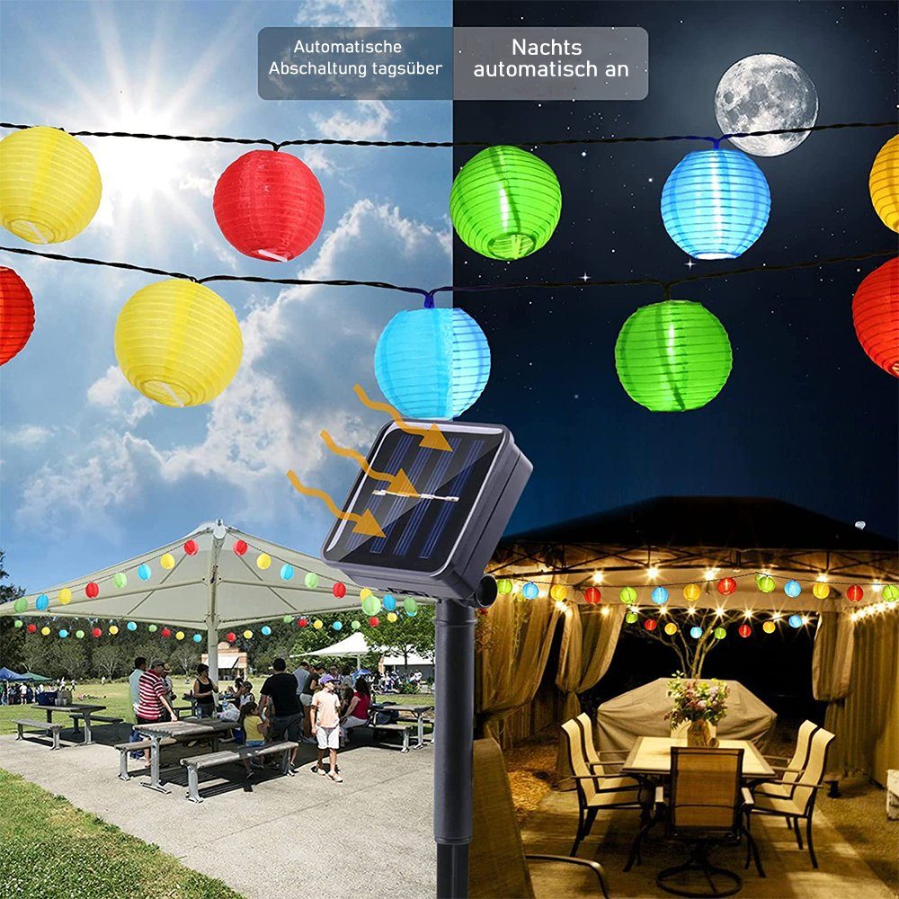 LED Modi Solar Lichterkette 30 LED-Lichterkette Aussen, Lampions 6,5M zggzerg Bunt 8