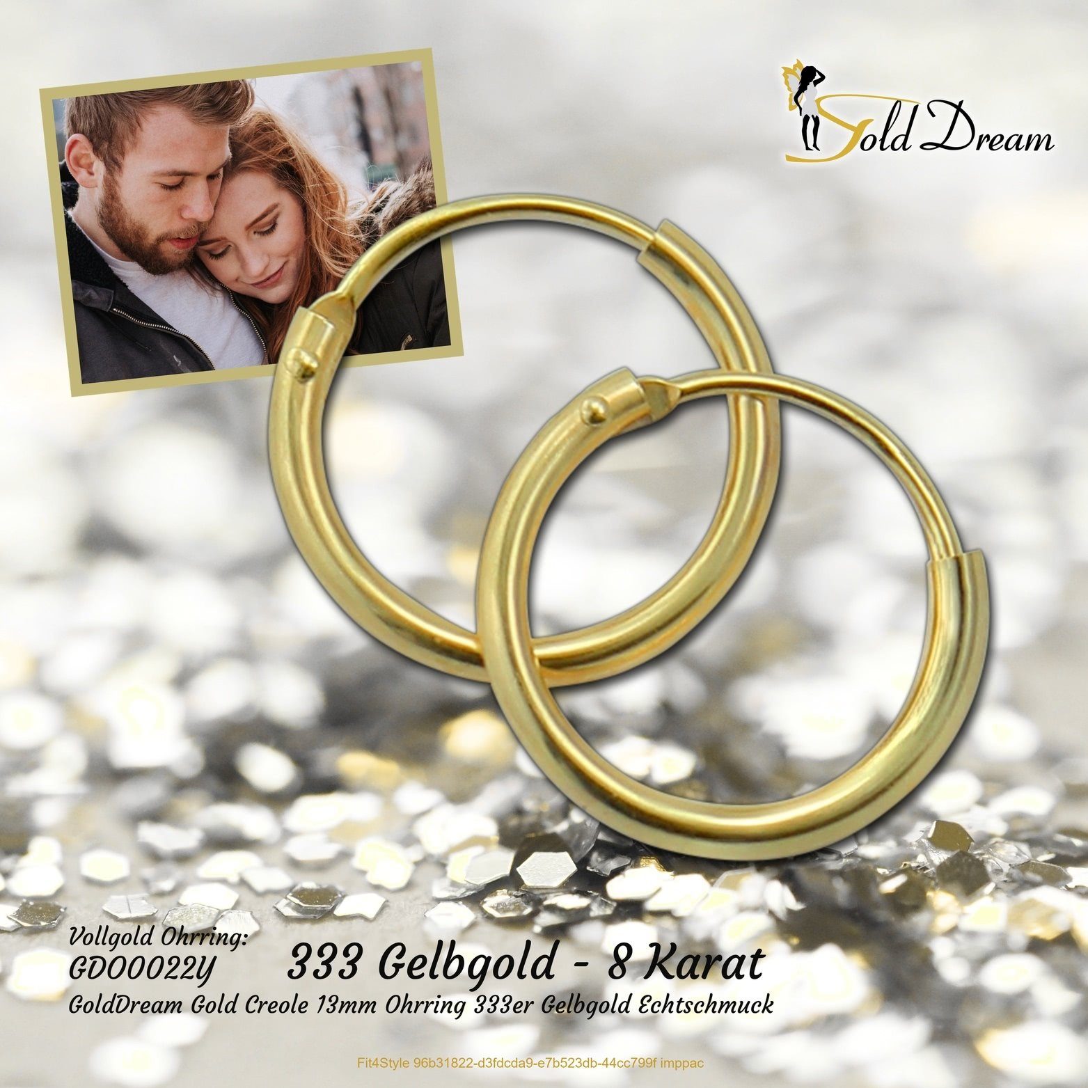 GoldDream Paar Creolen GoldDream Gold Creole 13mm Ohrring 8K (Creole), Dame günstig online kaufen