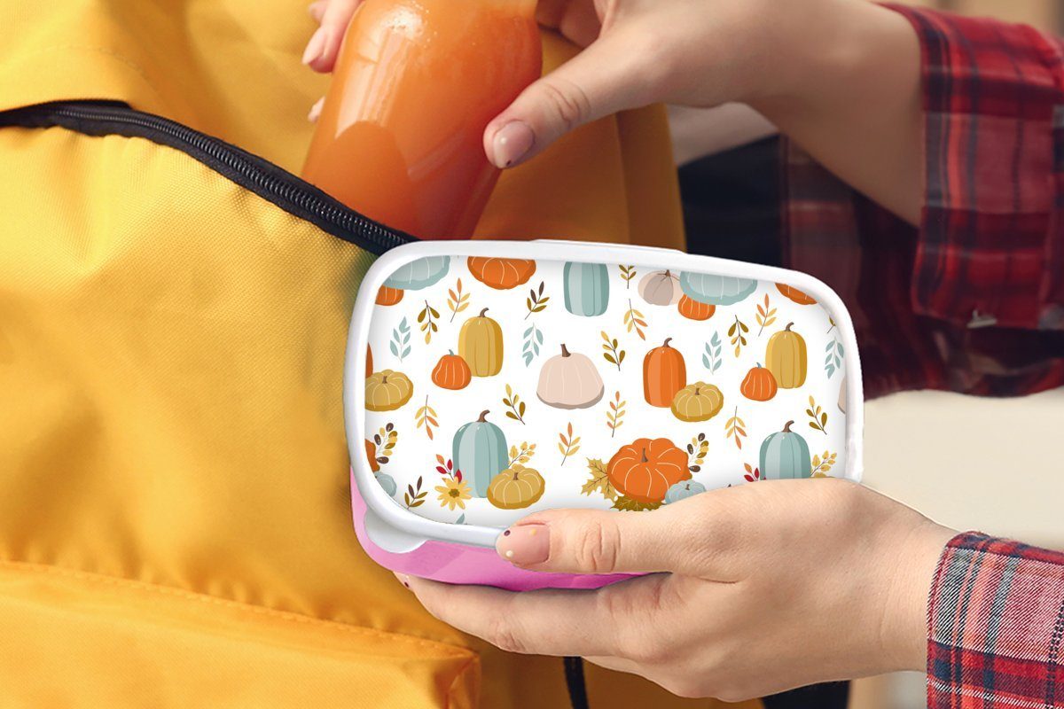 - Snackbox, Herbst Lunchbox Kürbis Mädchen, Erwachsene, MuchoWow für Kunststoff, rosa Kinder, Brotdose - Muster, Brotbox Kunststoff (2-tlg),