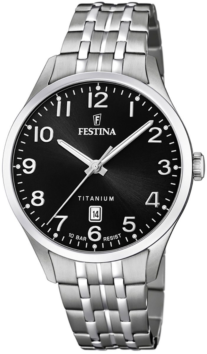 Festina Quarzuhr Festina Herren Uhr F20466/3 Elegant, Herren Armbanduhr rund, Titanarmband silber