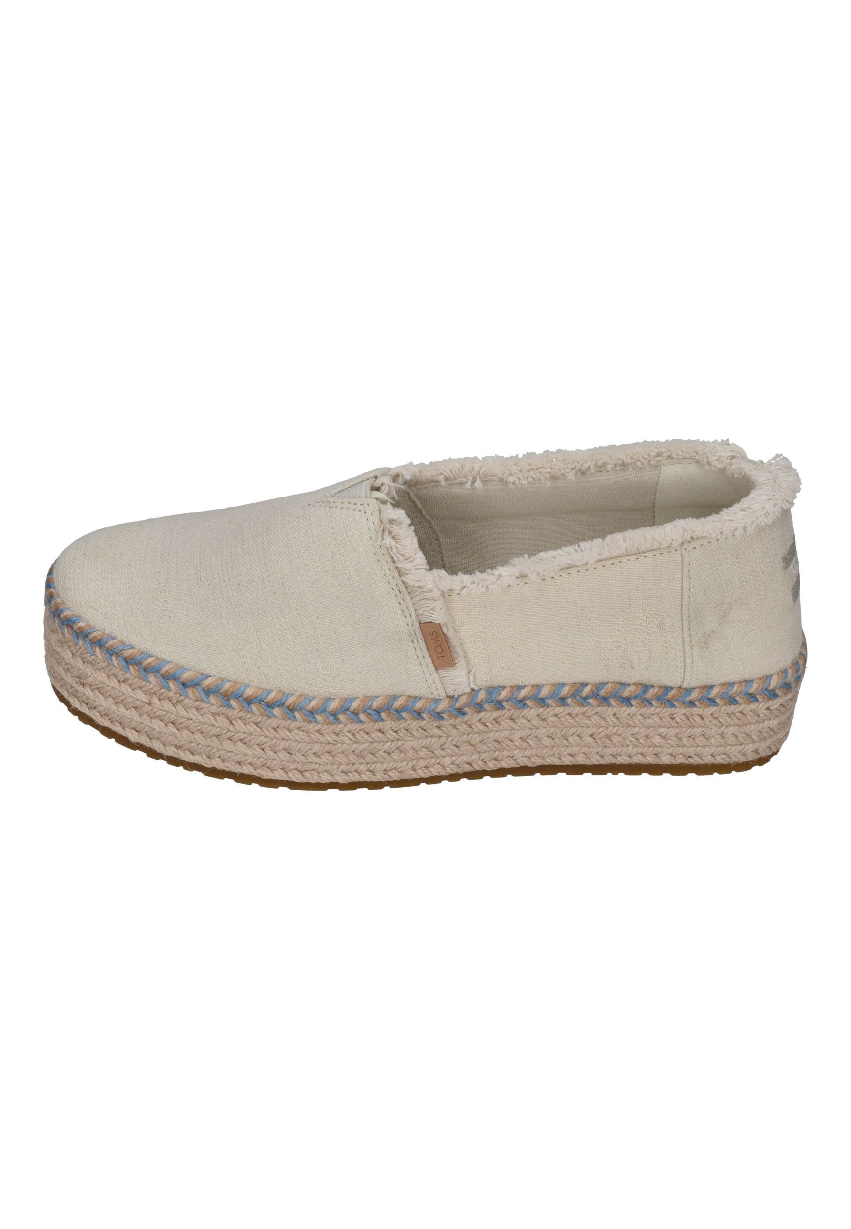 TOMS VALENCIA Espadrille White Onyx Textured Denim Fray
