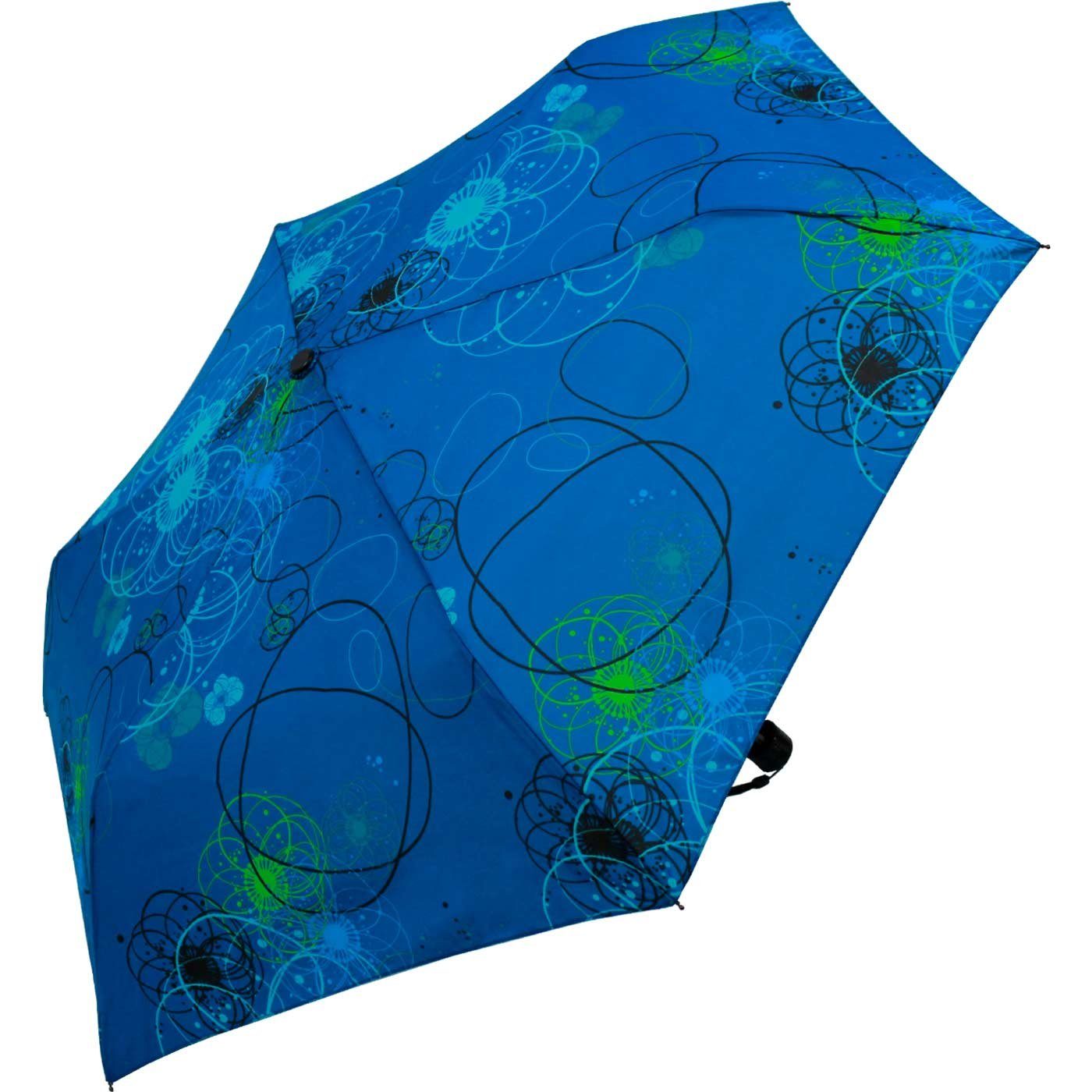doppler® Taschenregenschirm Super-Mini Havanna Barcelona, blau in und Schirm, passt kleiner leichter Tasche Damen - besonders jede