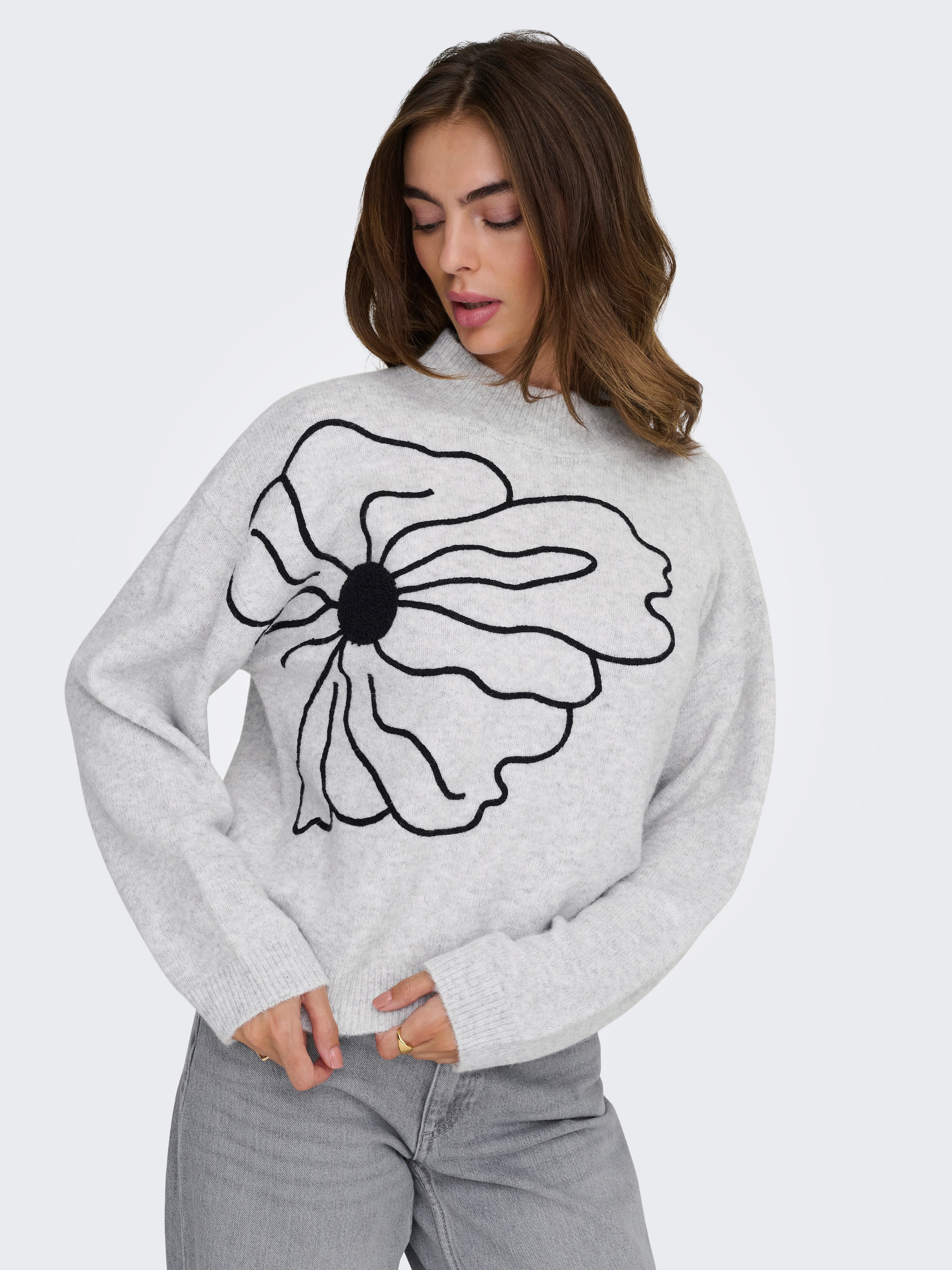 ONLY Strickpullover ONLLOI LS HIGH NECK FLOWER PULL EX KNT günstig online kaufen