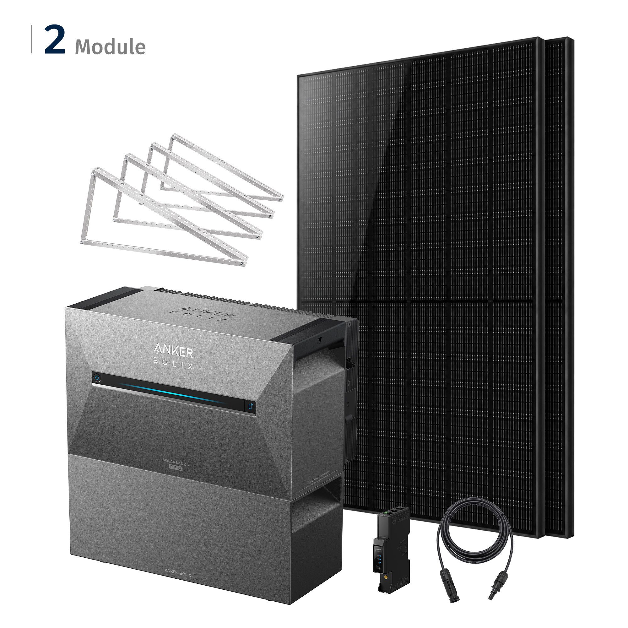 SolarMars Solaranlage 1000W Balkonkraftwerk mit Speicher Anker Solix Solarbank 3 E2700 Pro, (mit optionaler BP2700 Erweiterungsakku), mit intelligenter KI zur dynamischen Überwachung des Stromverbrauchs