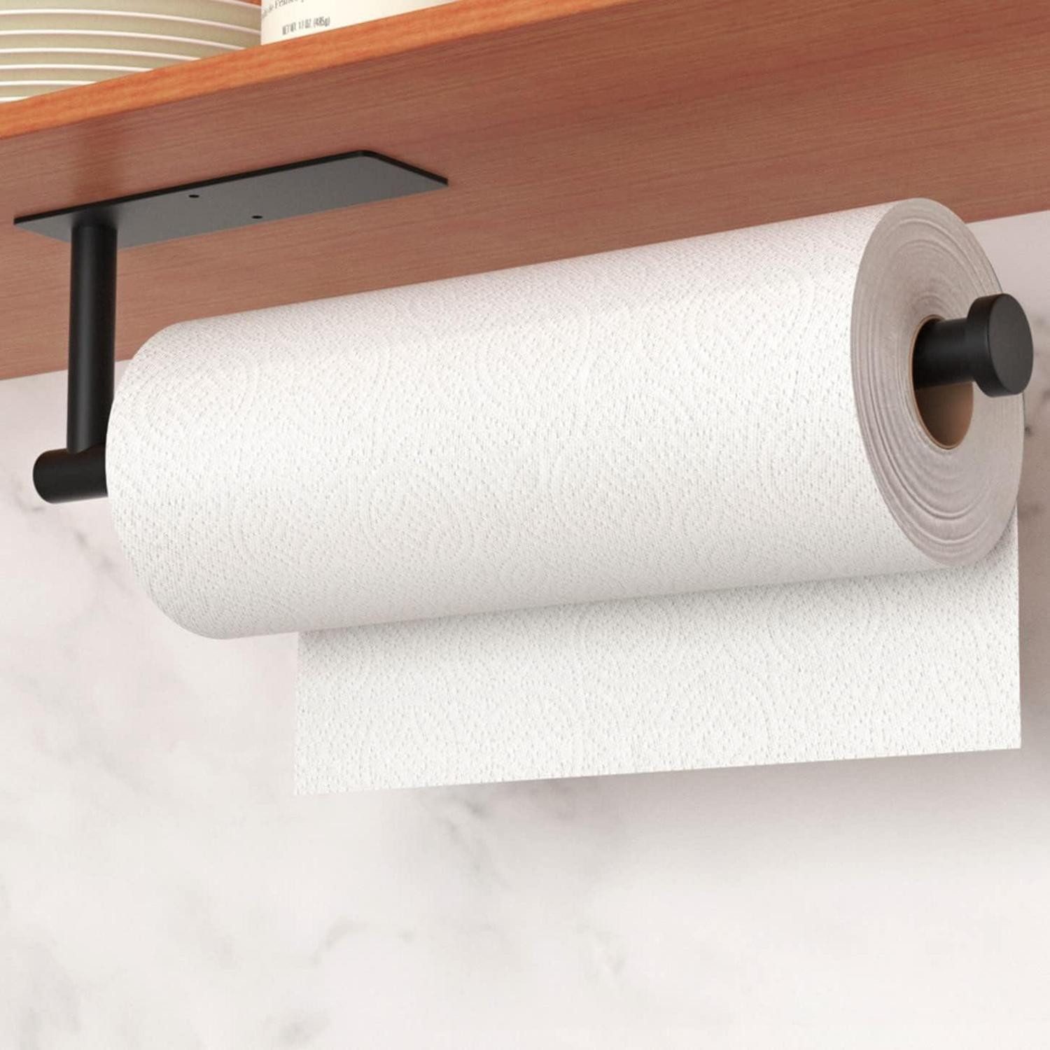 LuxusKollektion Wandrollenhalter Küchenrollenhalter mattschwarz Edelstahl Wandmontage unter dem Schrank