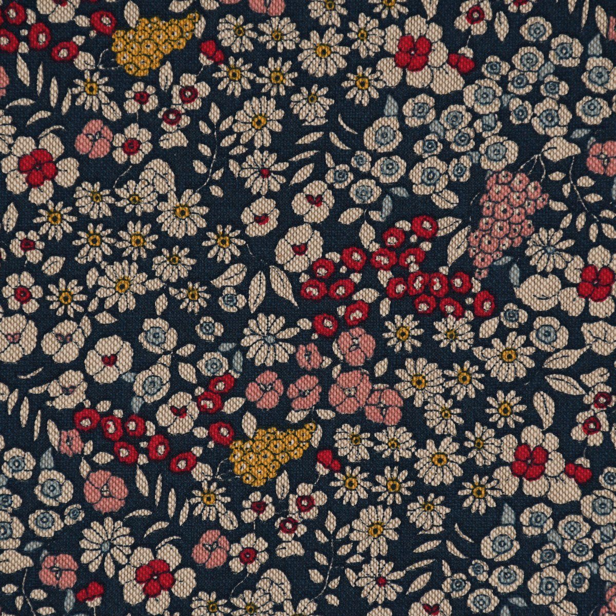 Stoff Dekostoff Leinenlook Blossom Dream Blüten blau pink gelb 1,40m