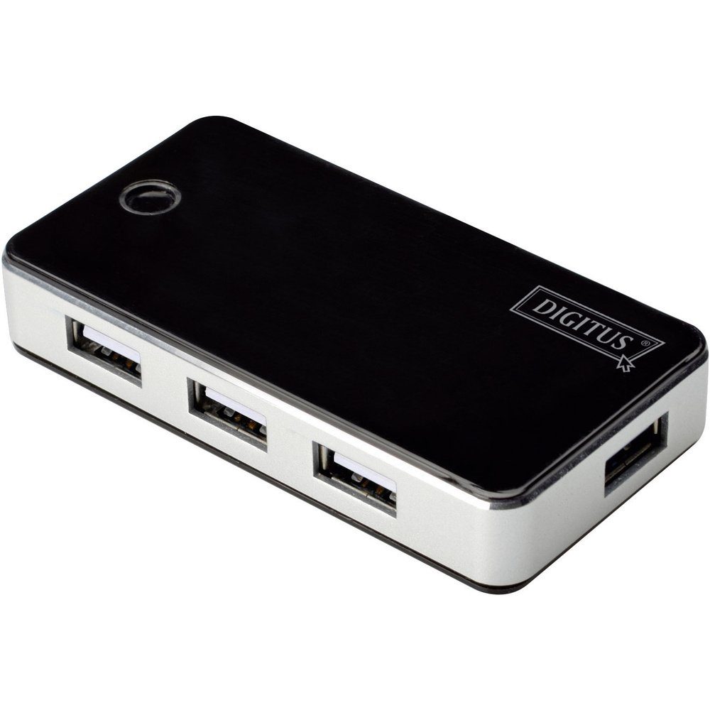 USB-Verteiler Digitus DA-70222 7 Port USB 2.0-Hub Schwarz, Silber
