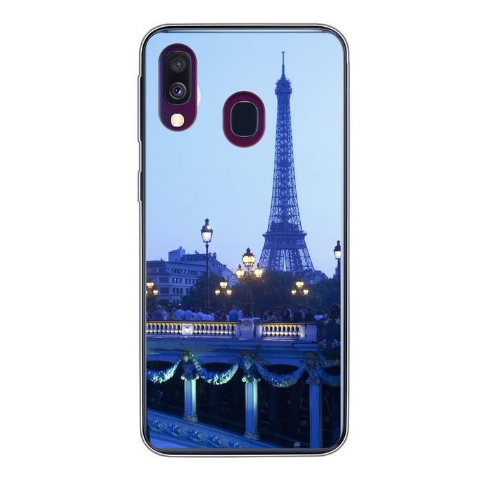 MuchoWow Handyhülle Eiffelturm - Mond - Paris Handyhülle Samsung Galaxy A40 Smartphone-Bumper Print Handy