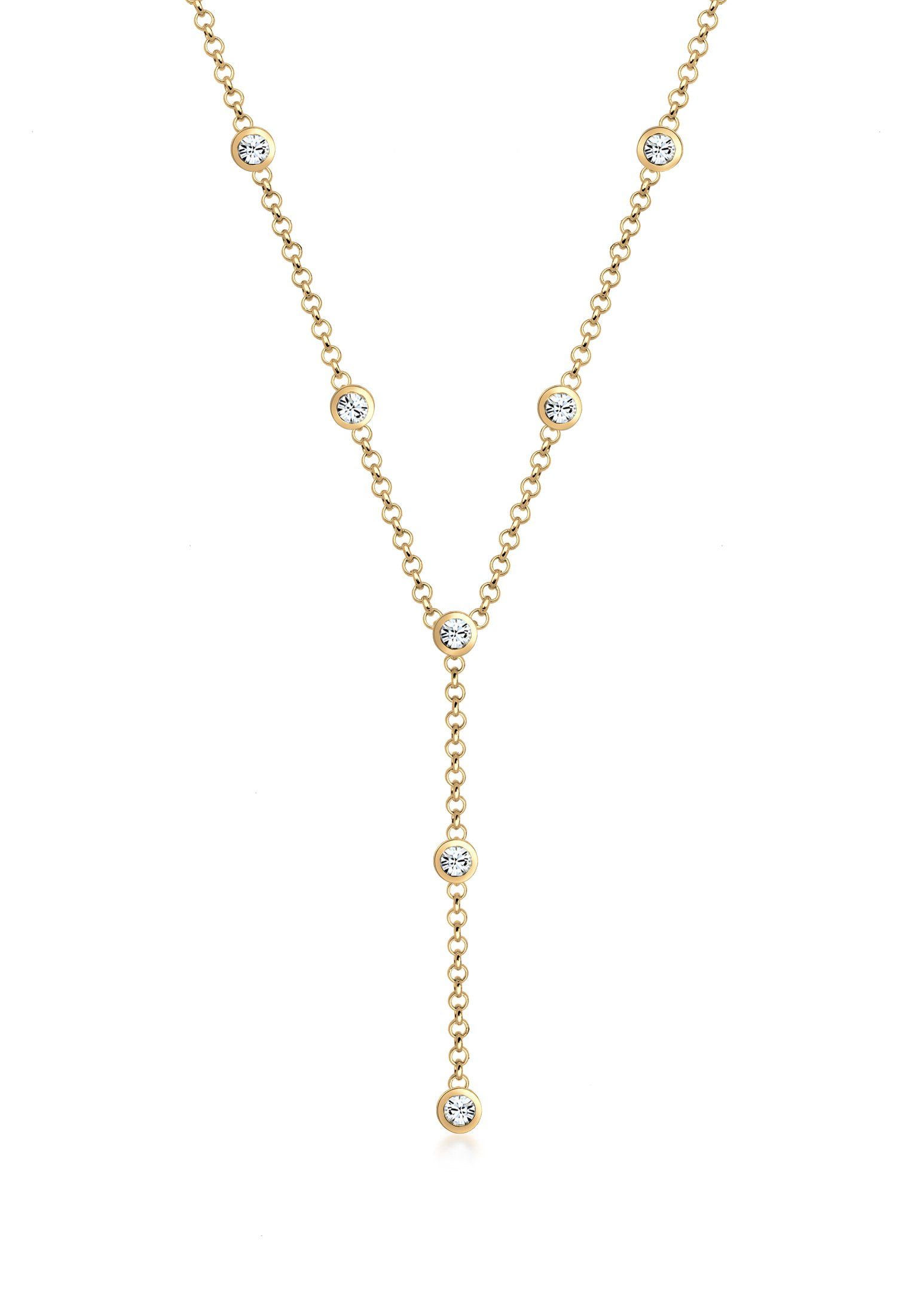 Elli Collierkettchen Y-Kette mit Kristalle in 925 Silber Gold