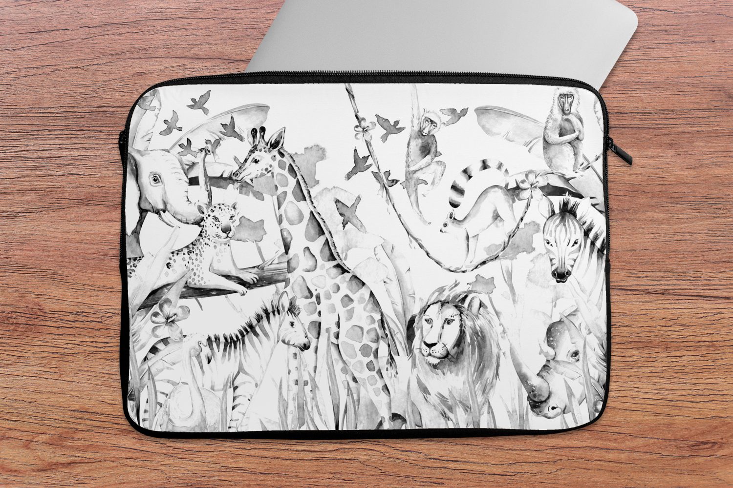MuchoWow Laptop-Hülle Aquarelle - Tiere - Pflanzen - Pastell - Jungen - Mädchen - Kinder - K 13.3 Zoll, Laptopsleeve, weiches Innenfutter zum Schutz Kratzern, Laptoptasche