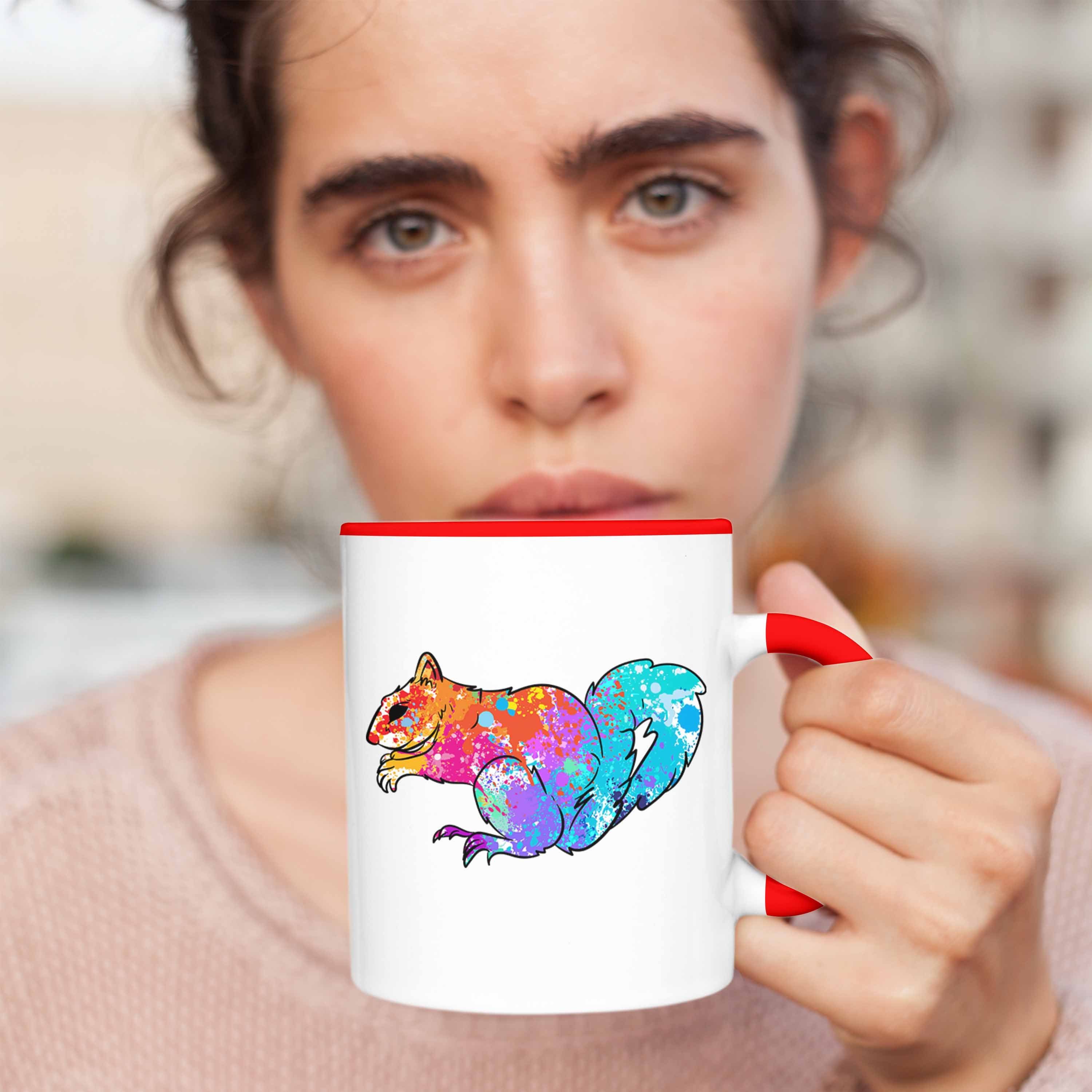 Tasse Trendation Tasse Natur- Geschenk Bunte und für Eichhörnchen Rot Tierliebhaber