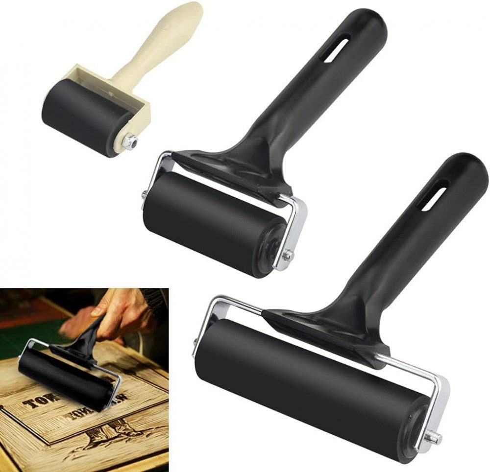 Farbroller 3 Stücke Gummiwalze Gummi Walzen 3,5cm/6cm/10cm Malerwalze Gummirolle