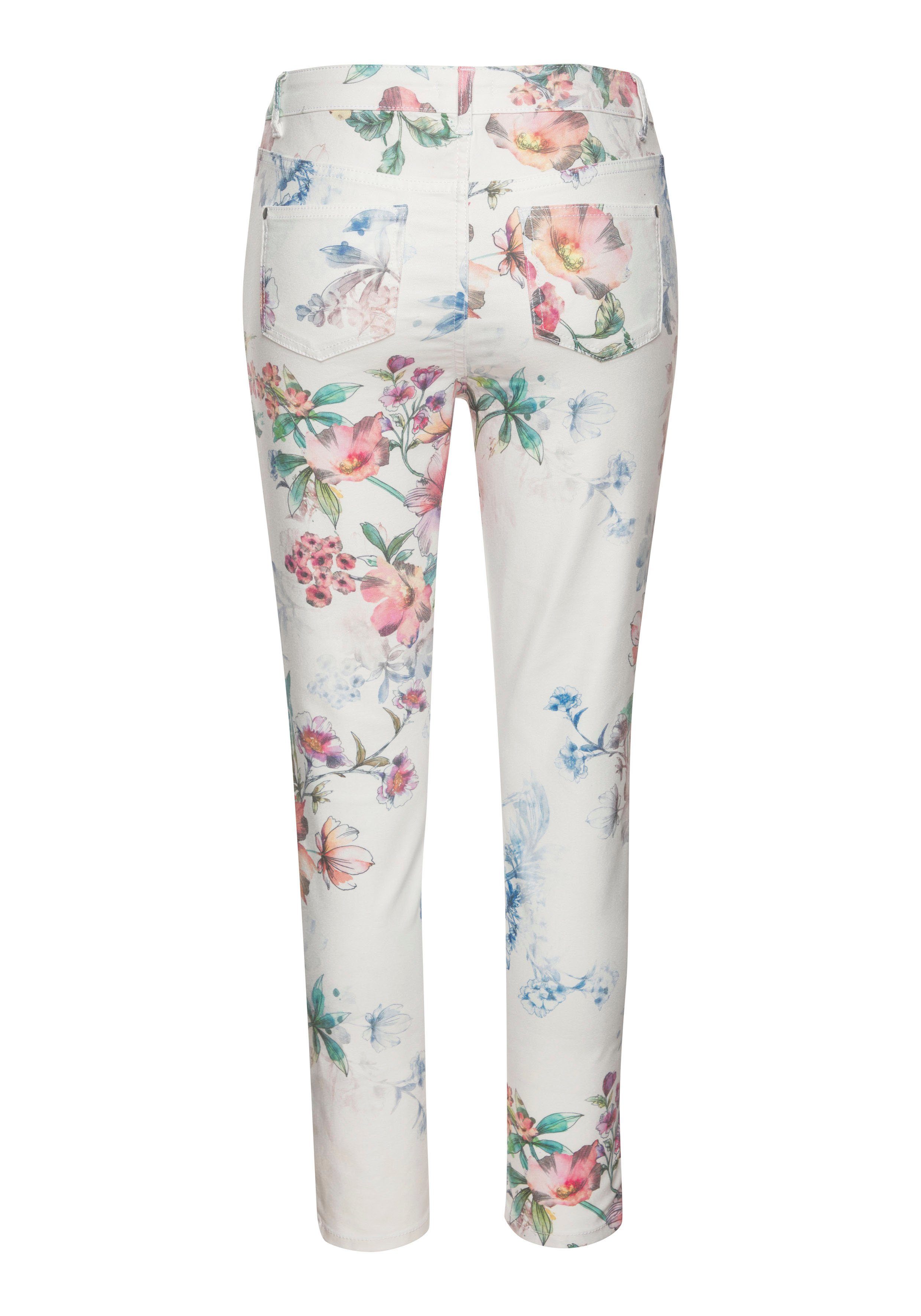 LASCANA 7/8 jeggings with floral print, skinny jeans made from a stretch cotton blend