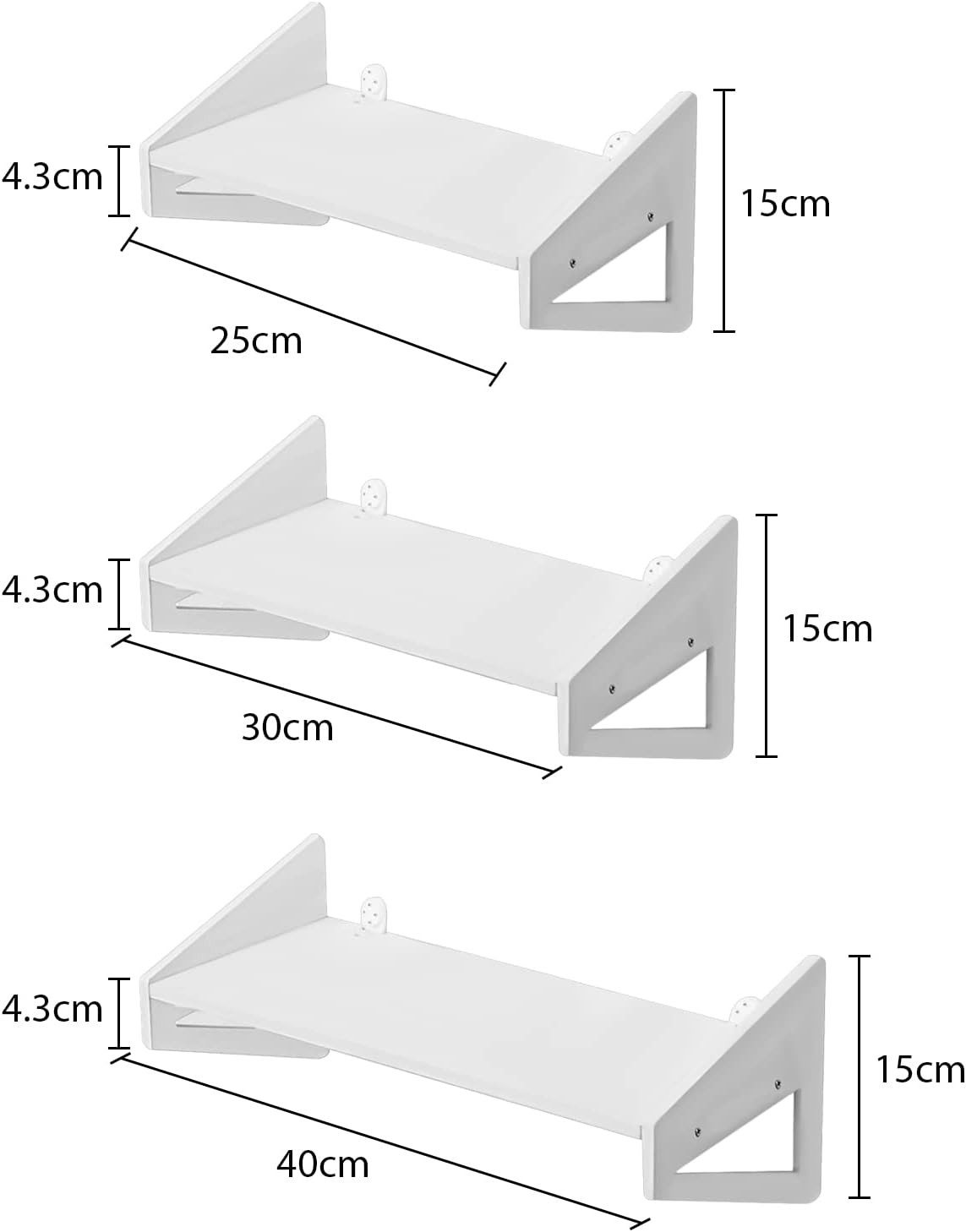 Youyijia Bücherregal 3Pcs Wandregal 25/30/40cm Schweberegal Set Dekotativ R günstig online kaufen