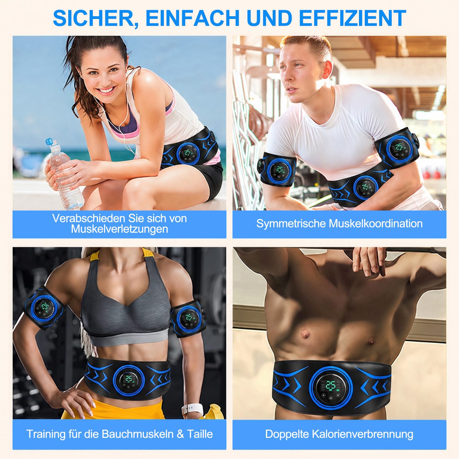 MOPUEA Bauchtrainer Bauchtrainer Tragbar Kompakt Für Zuhause (8 Modi 25 Intensitätsstufen Individuell Einstellbar, Einfache Bedienung Hautfreundlich Für Alltag  – Bild 5 von 5