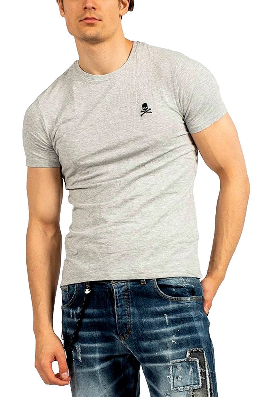 PHILIPP PLEIN T-Shirt Herren Slim FIt Totenkopf-Logo Shirt verpackt in eine günstig online kaufen