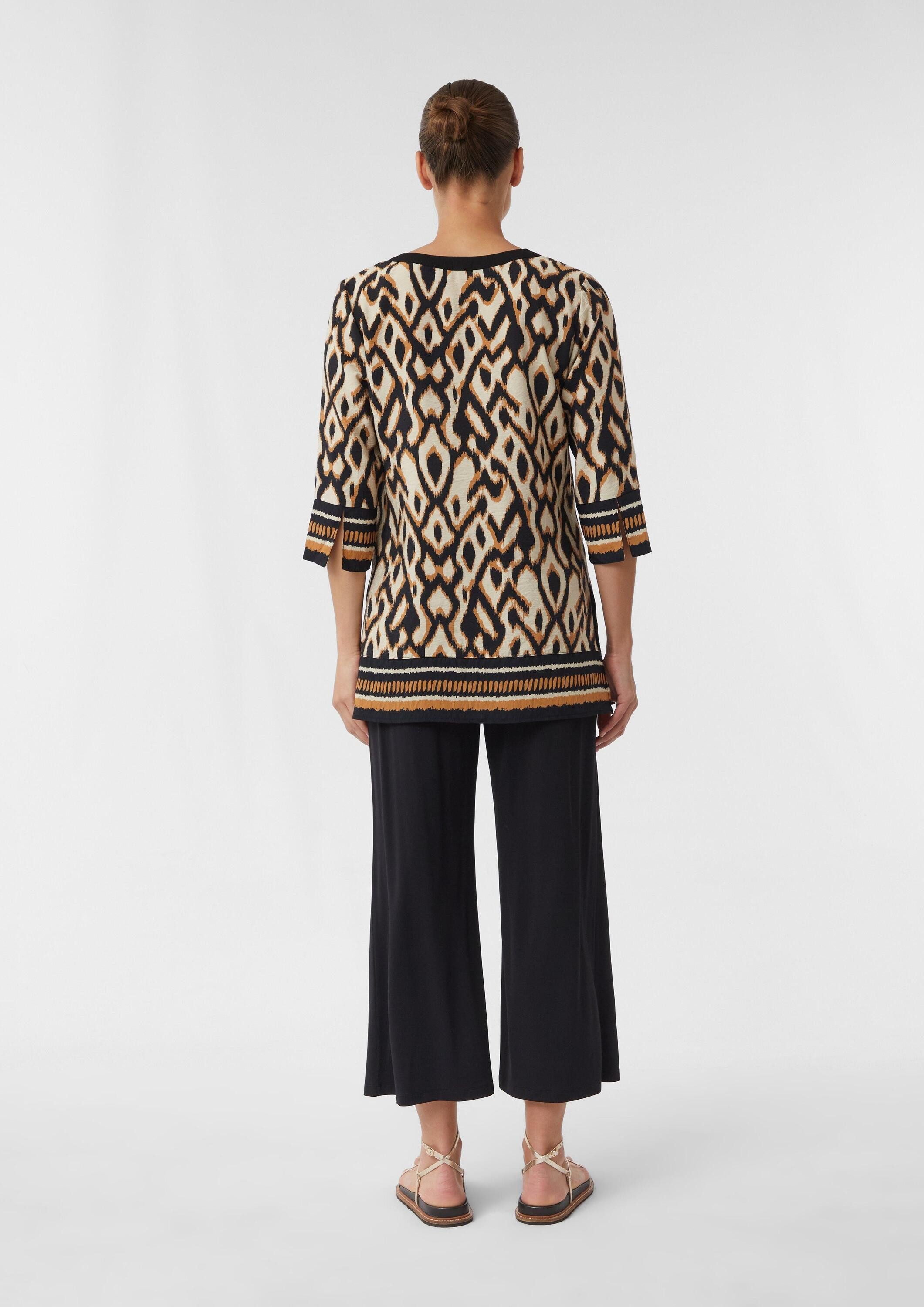 comma Kurzarmbluse Bluse Tunikabluse mit All-over-Print und 3/4-Ärmeln