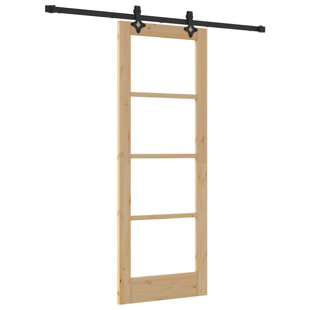 vidaXL Haustür Schiebetür ORKDAL Natürlich und Schwarz 73,5 x 198,5 cm (1-St)