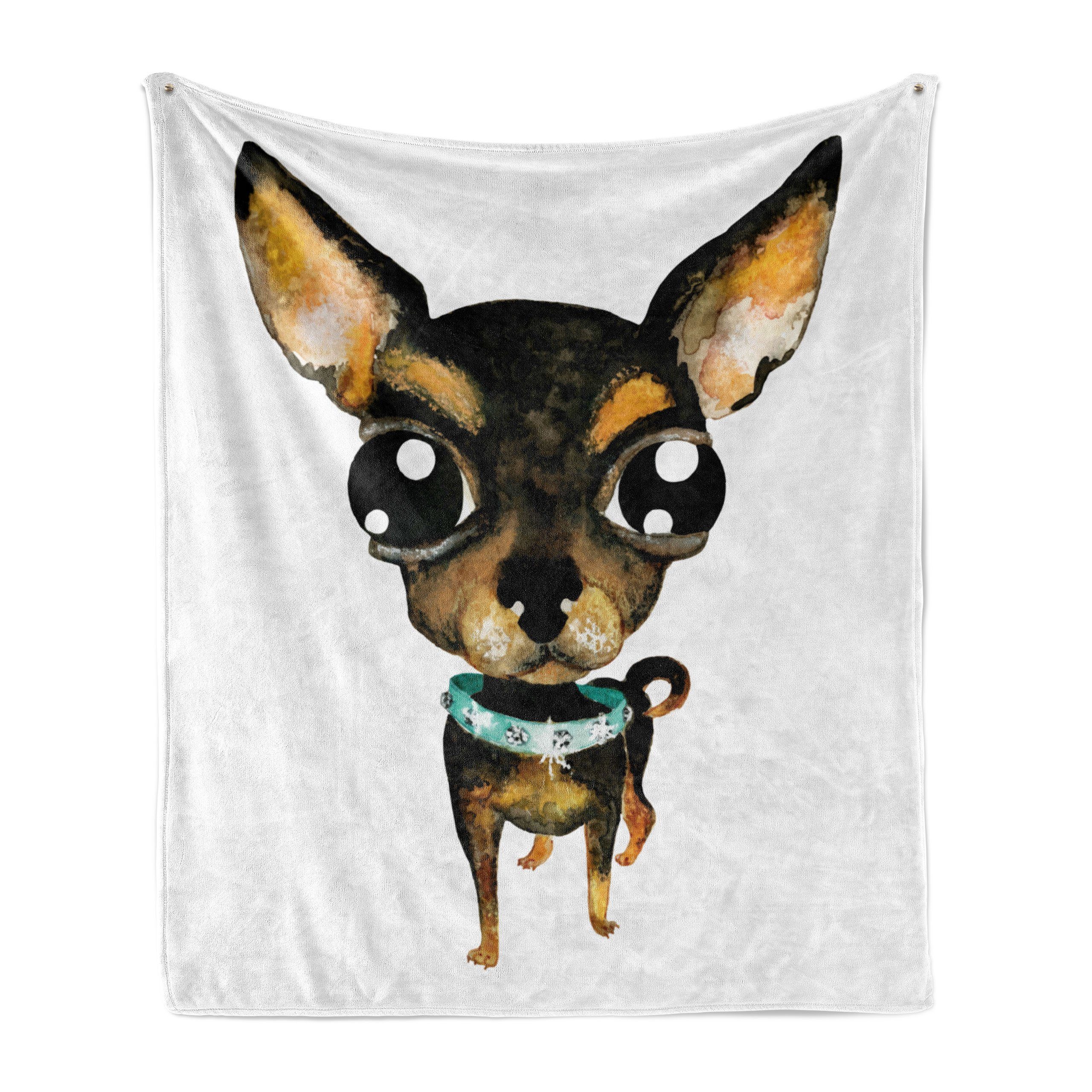 Wohndecke Gemütlicher Plüsch für den Innen- und Außenbereich, Abakuhaus, Chihuahua Gem Collar Big Eyed Dog