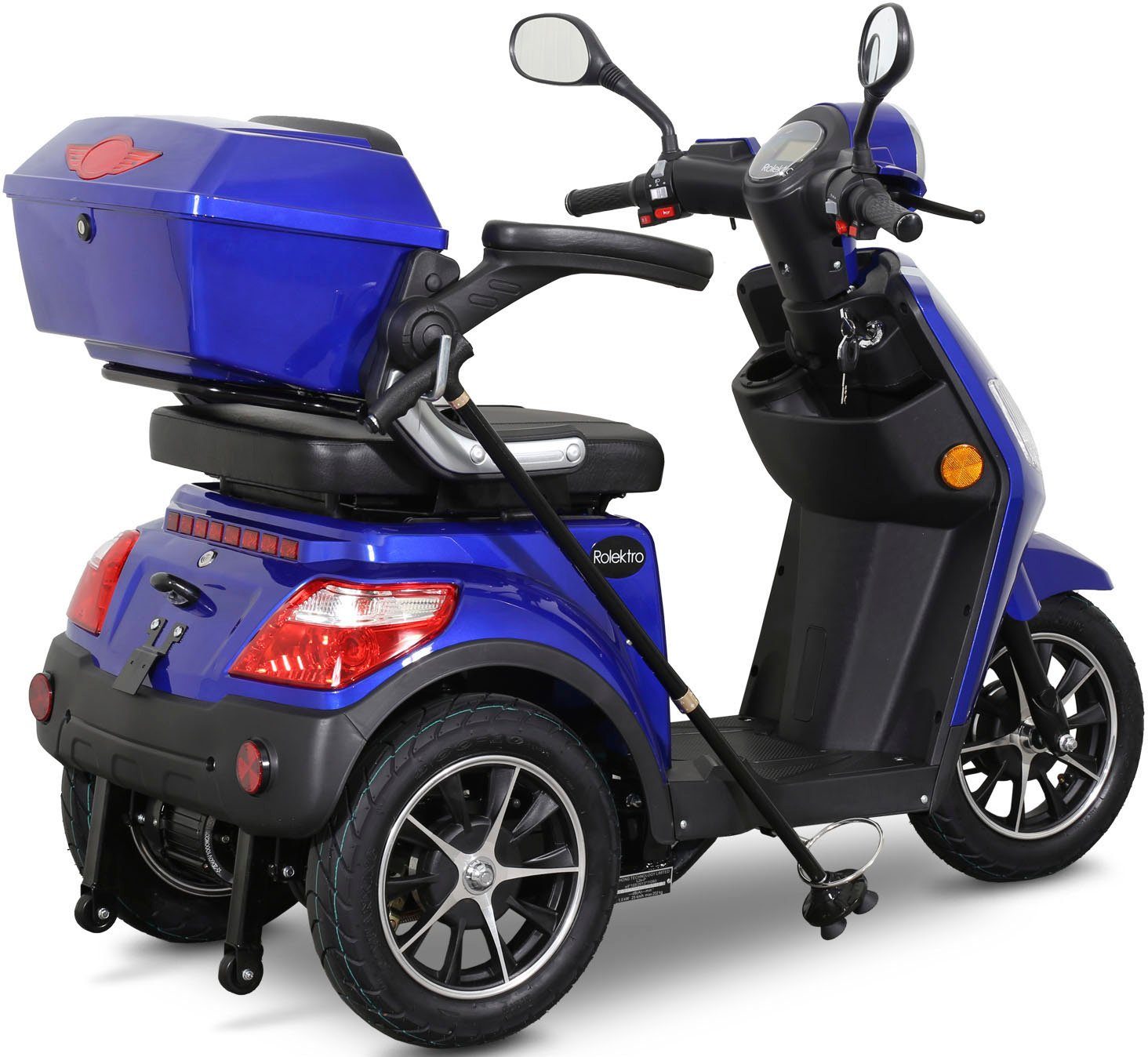E-Trike 1000 Blei-Gel-Akku, V.2, 25 W, km/h, Rolektro Elektromobil (mit blau Topcase) 25
