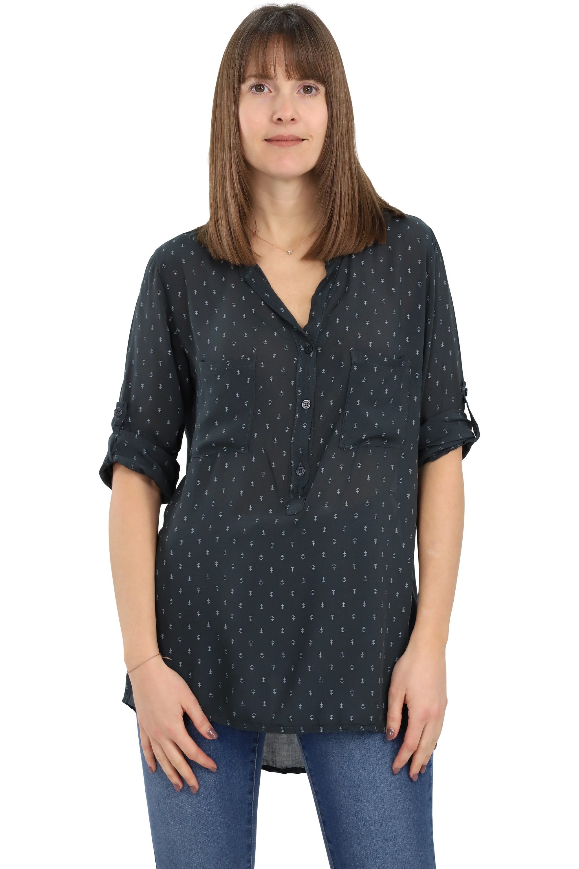 Schlupfbluse malito Damen Bluse mit Anker Print, Tunika mit ¾ Armen, Blusenshirt