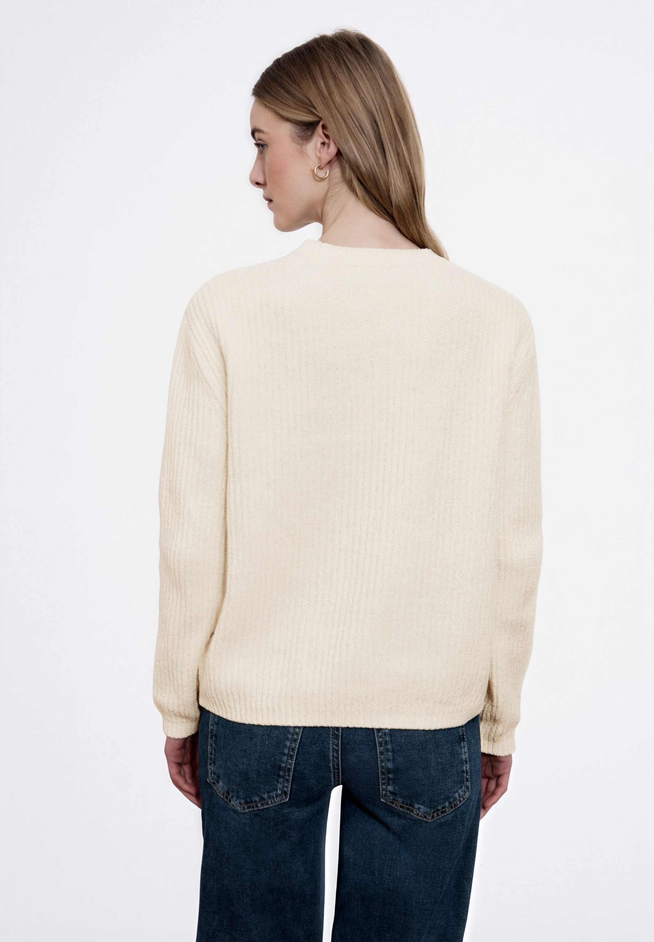 STREET ONE Rundhalspullover mit Strick-Detail günstig online kaufen