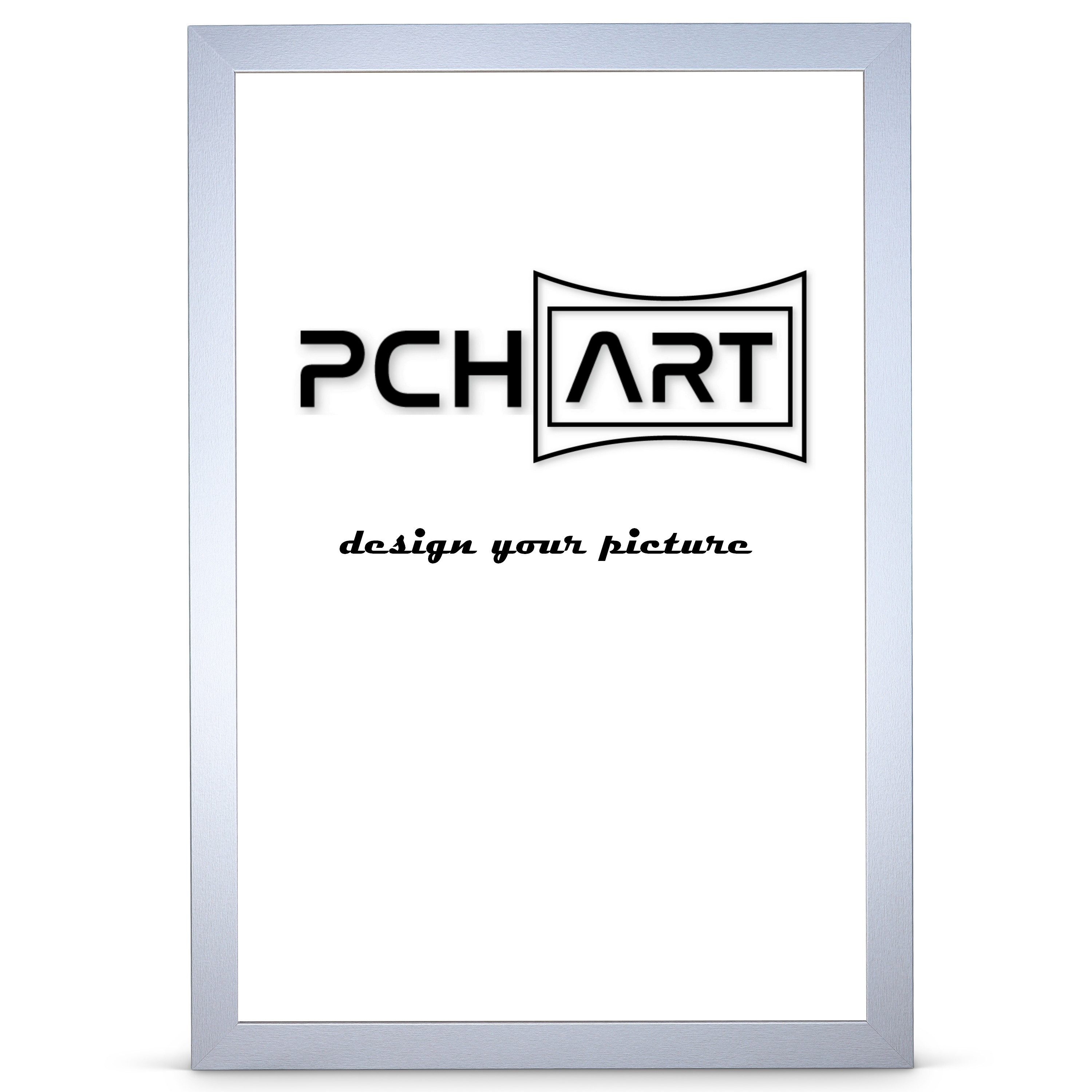 PCH[art] Bilderrahmen Rahmen New Alaya, Farbe: Alu Optik, Größe: 10x15 bis 90x120 cm, für 1 Bilder, Ummantelt mit Folie