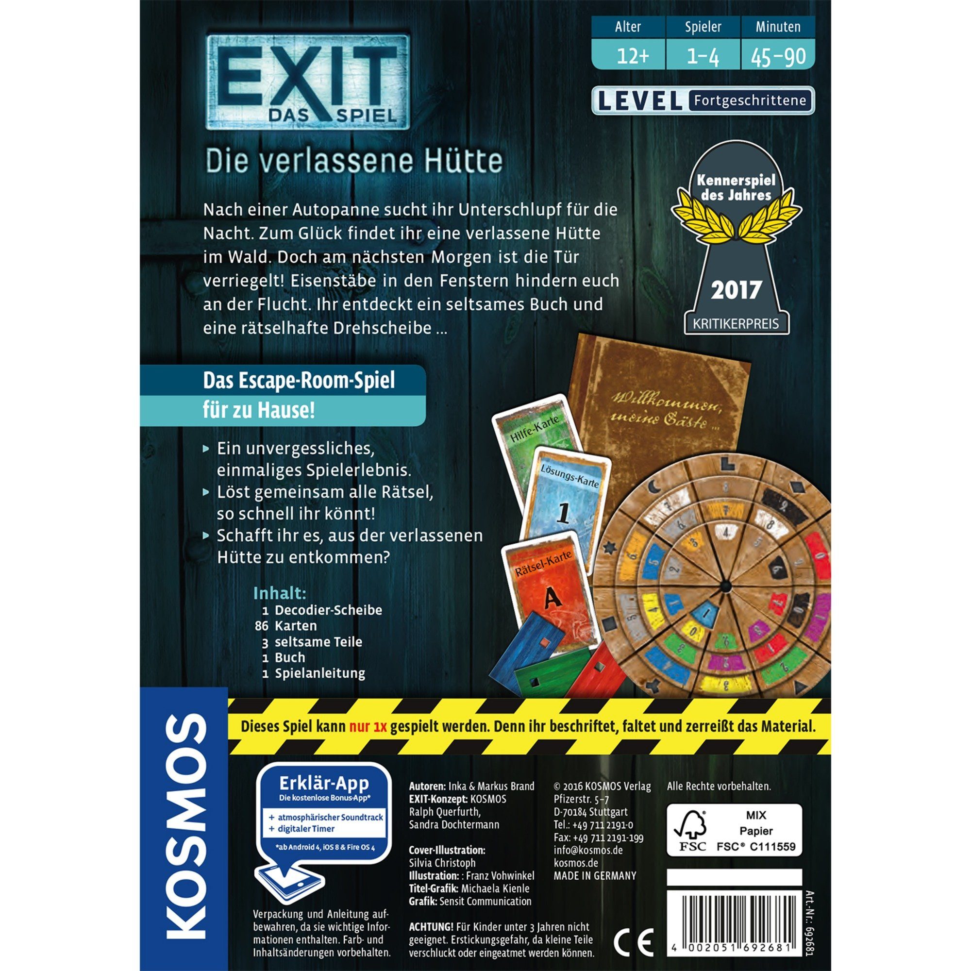 Kosmos Spiel Kosmos EXIT - Das Spiel - Die verlassene Hütte