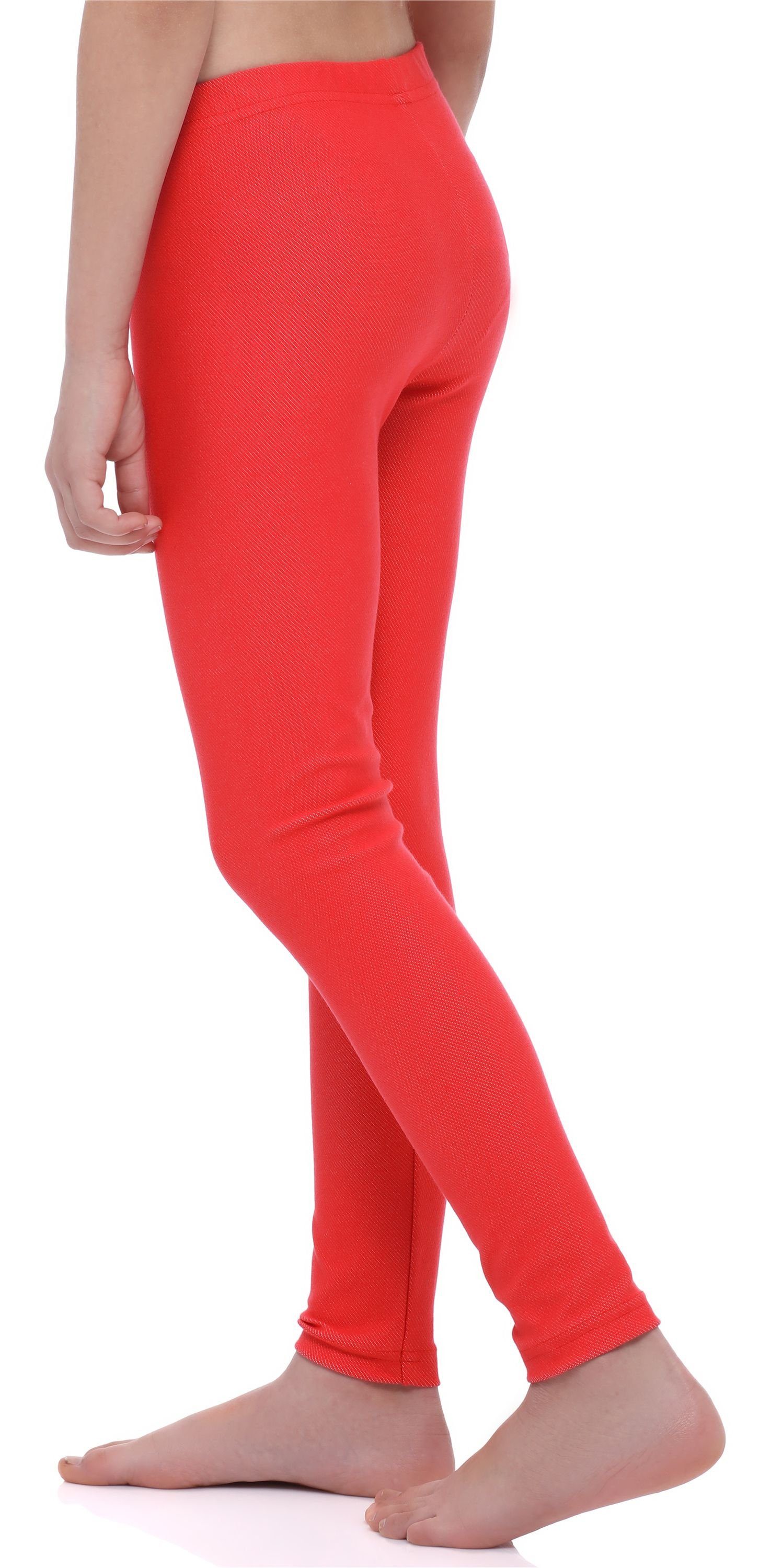 Leggings MS10-251 Style Mädchen aus Rot Leggings elastischer Merry Lange (1-tlg) Bund Baumwolle