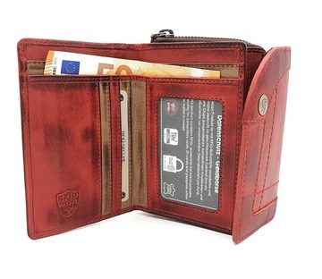JOCKEY CLUB Geldbörse echt Leder Damen Portemonnaie mit RFID Schutz "Line-Up", Reißverschluss Münzfach, viel Platz, cherry rot