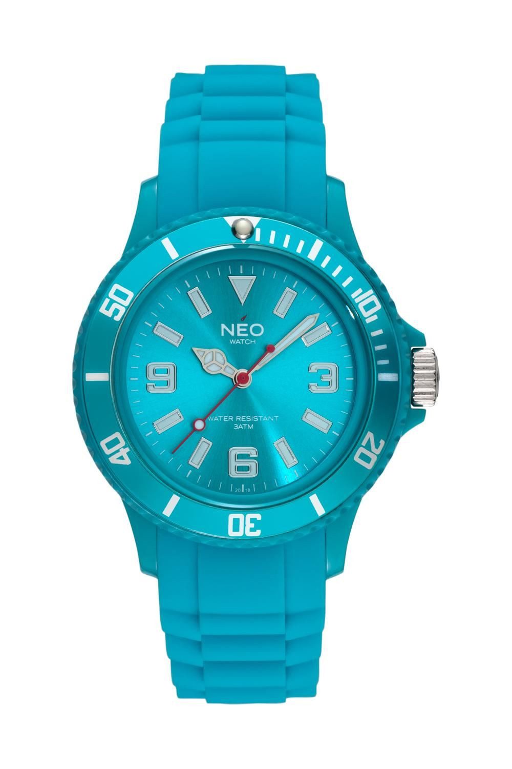 Neo Watch Quarzuhr Damenuhr Herrenuhr unisex türkis NICE-1 Armbanduhr Modell N1-019 N1-019, Mineralglas, Damen Herren Uhr, türkises Gehäuse, türkises Armband