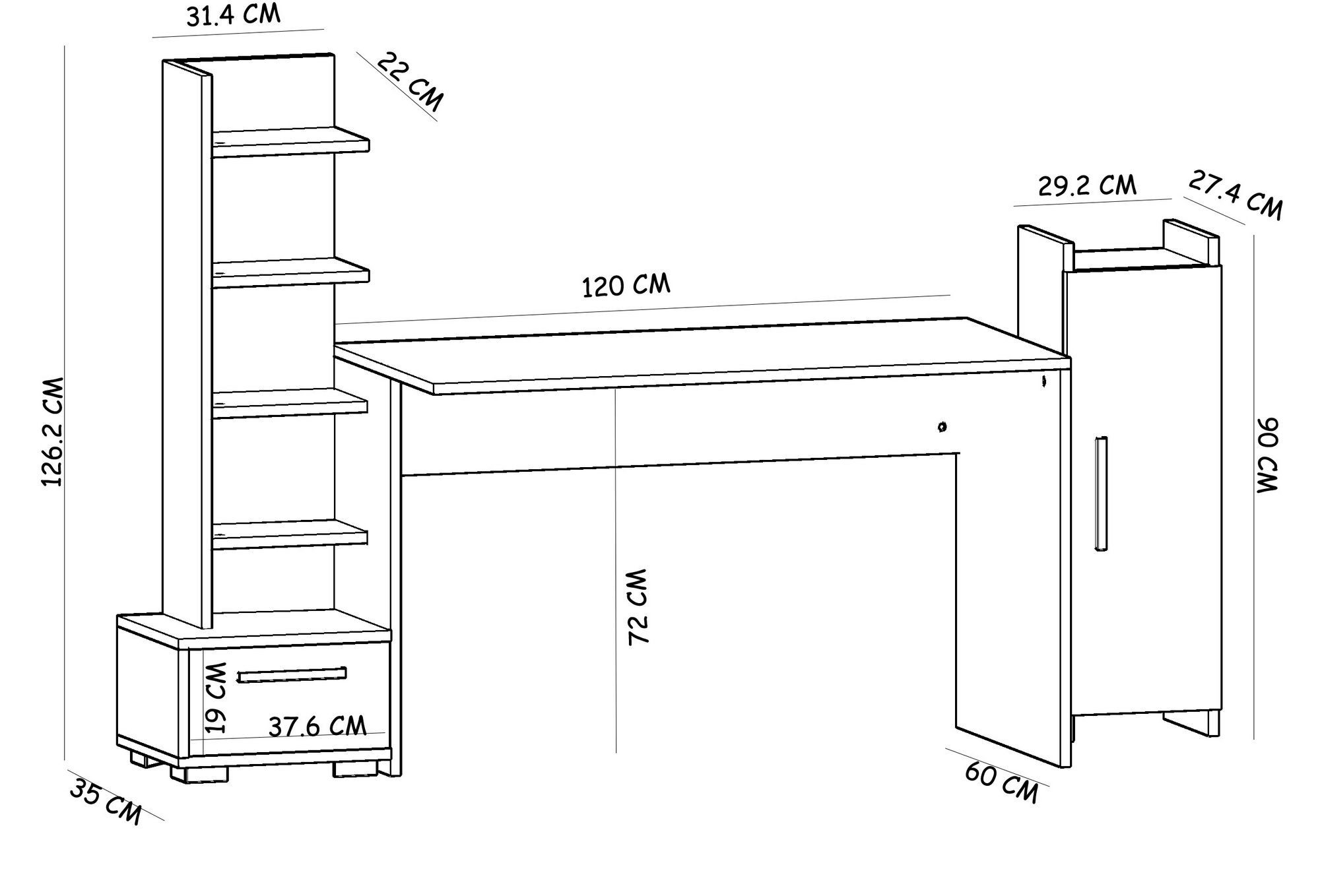 Decor Couchtisch cm Skye Anthrazit, 72x120x60 Dawn CTN,