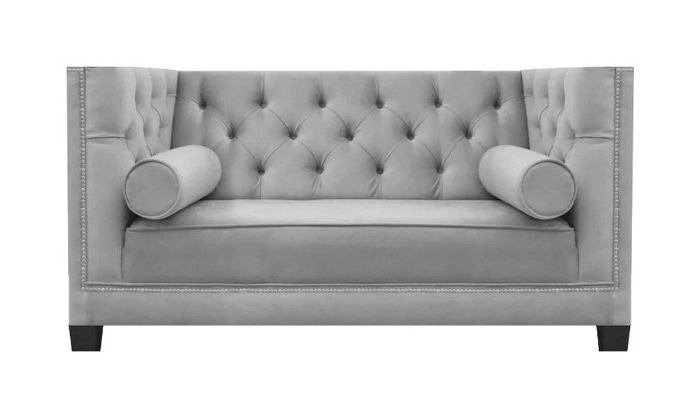 Chesterfield-Sofa Elegantes graues Sofa im Chesterfield-Design mit Zierkissen